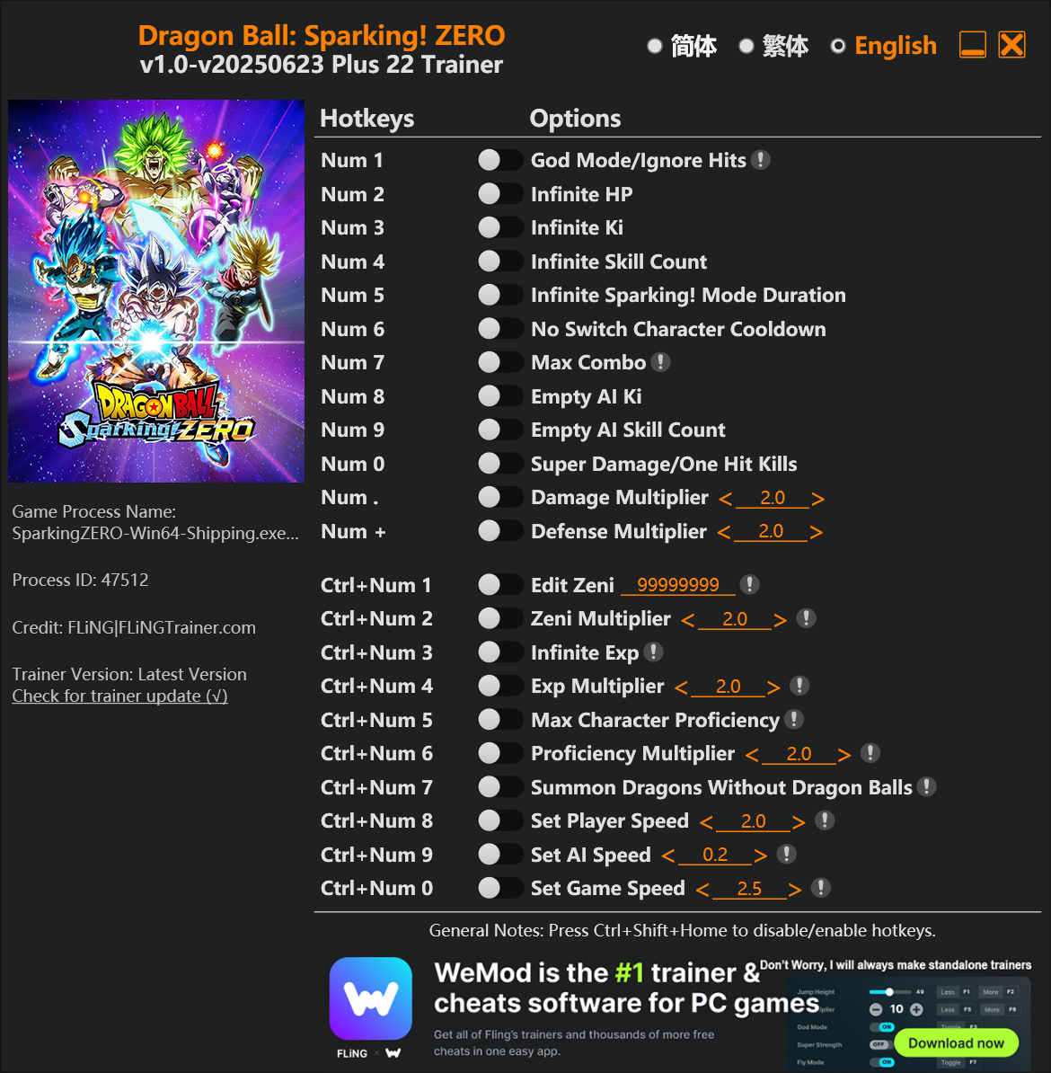 Dragon Ball Sparking Zero Trainer screenshot