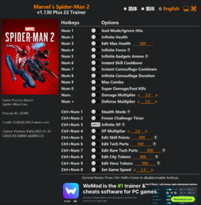 Marvels Spider Man 2 Trainer screenshot