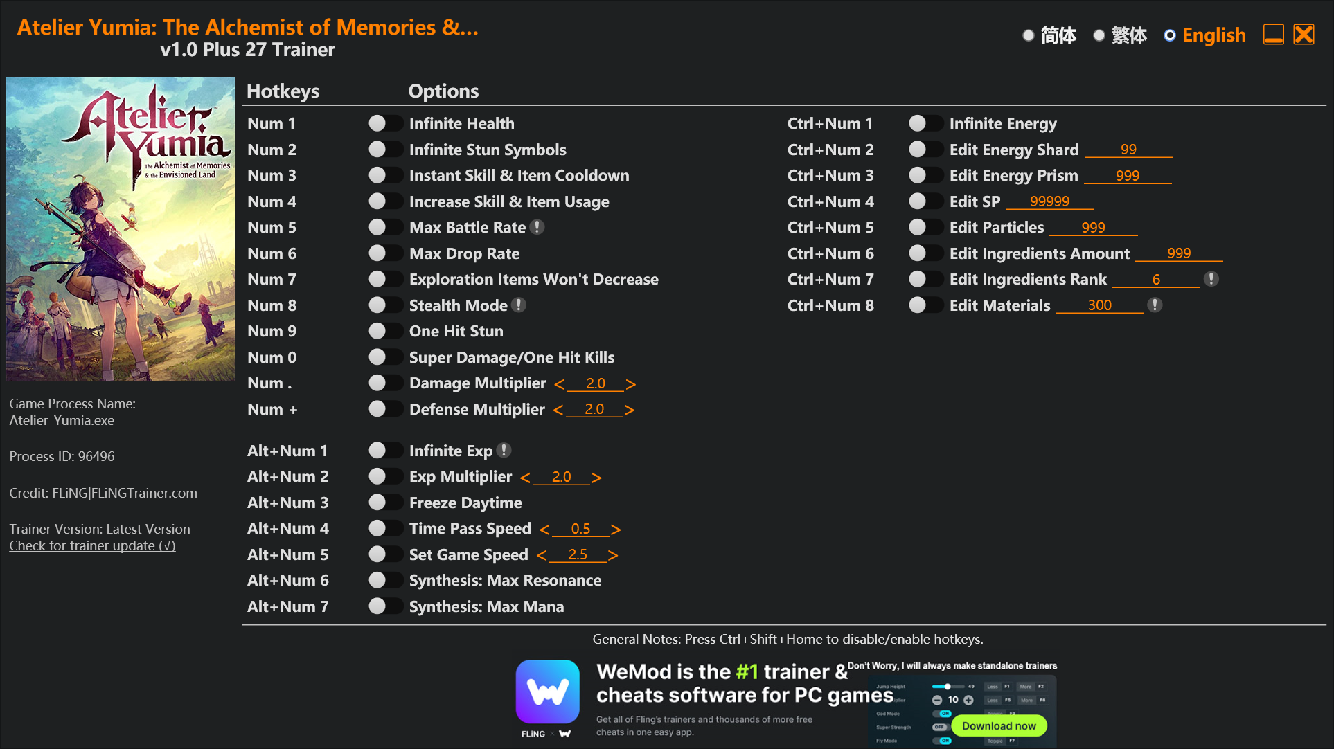 Atelier Yumia the Alchemist of Memories the Envisioned Land Trainer screenshot