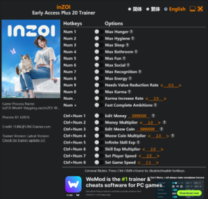 Inzoi Trainer screenshot