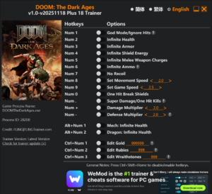 Doom the Dark Ages Trainer screenshot