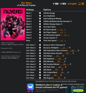 The Alters Trainer screenshot