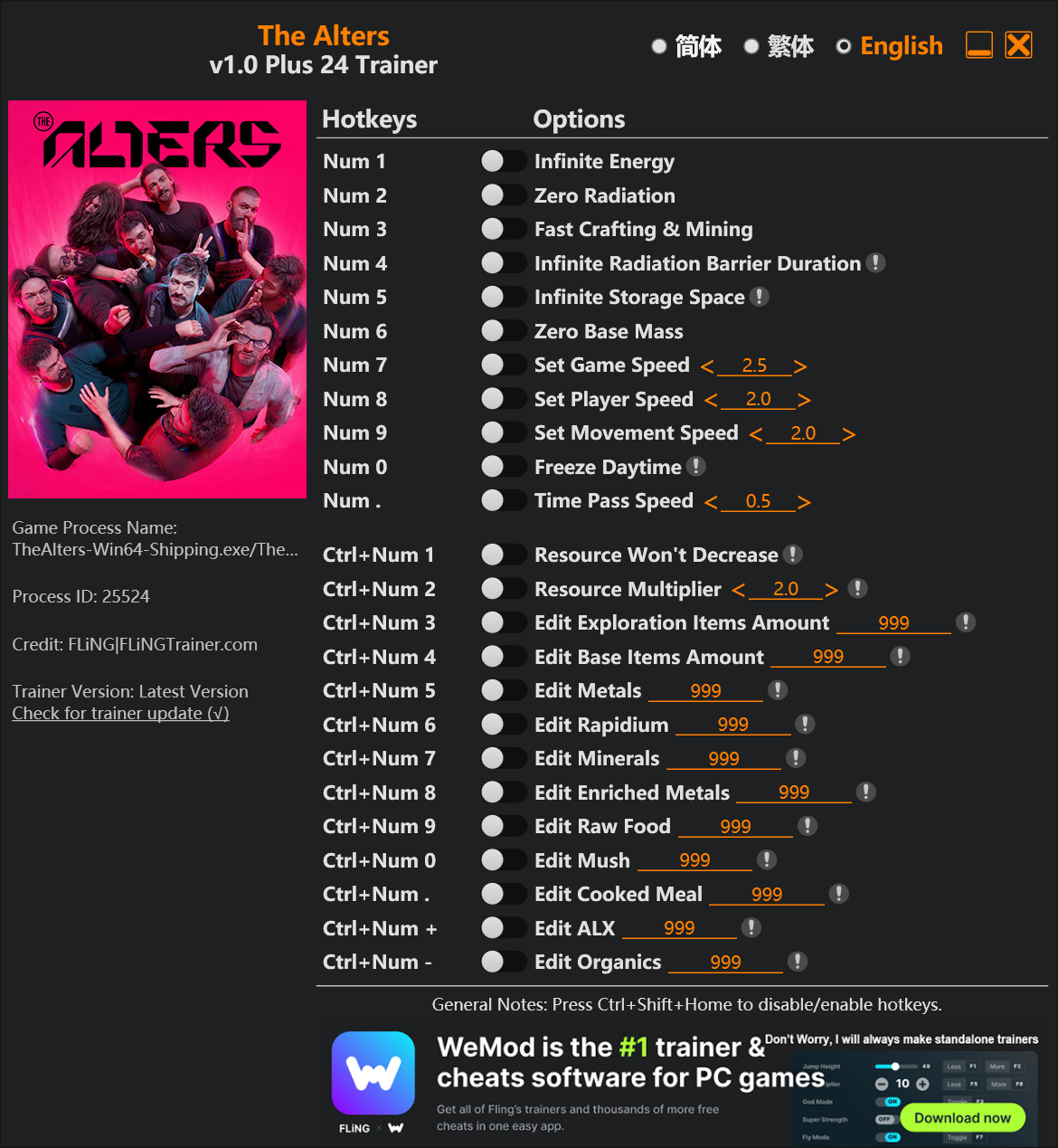 The Alters Trainer screenshot