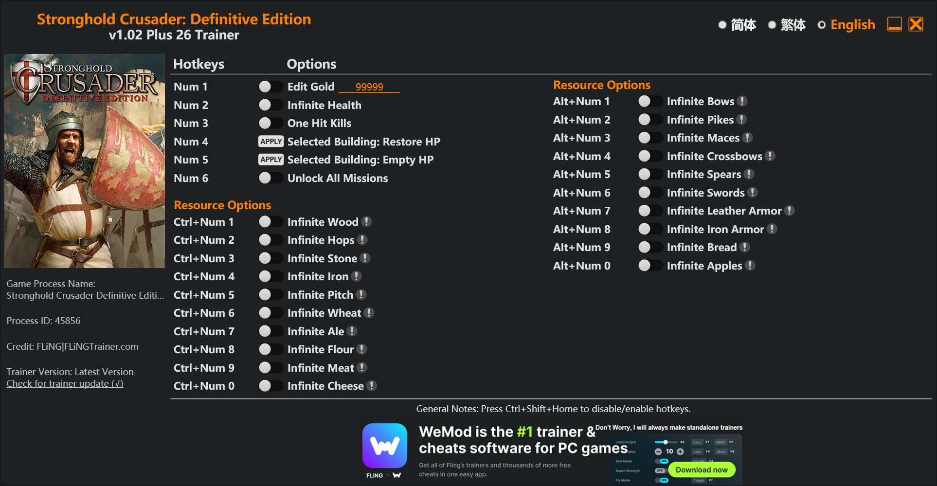Stronghold Crusader HD Trainer screenshot