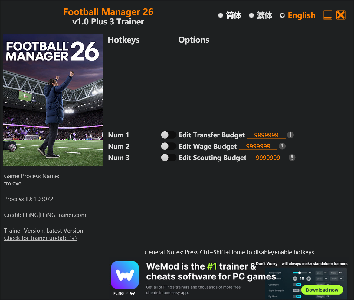 Football Manager 26 Trainer screenshot