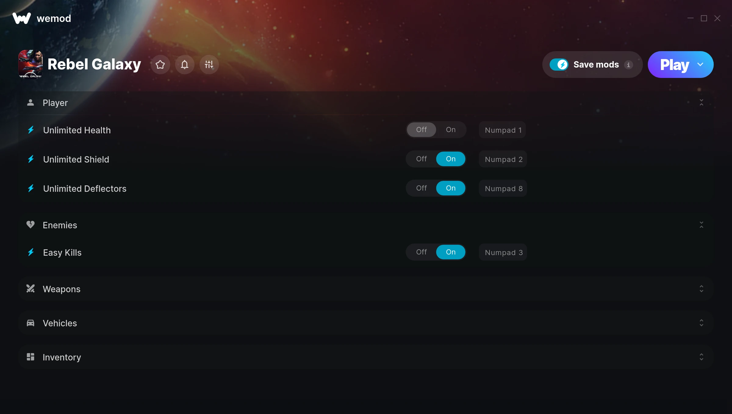 Rebel Galaxy Trainer screenshot
