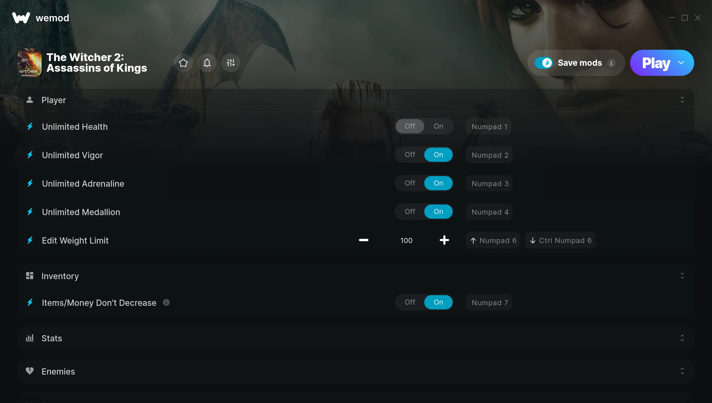 The Witcher 2: Assassins of Kings Trainer screenshot