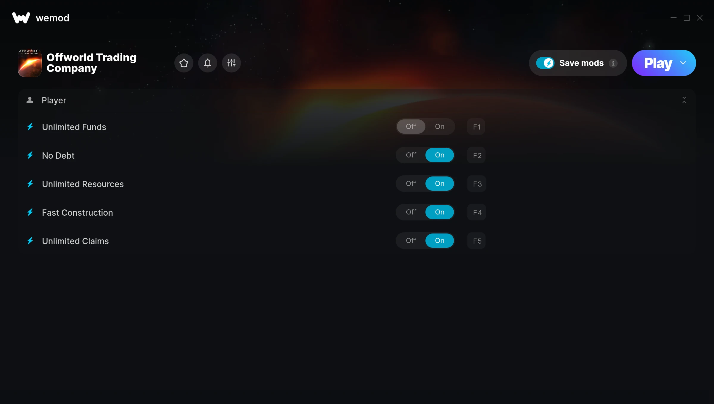 Offworld Trading Company Trainer screenshot