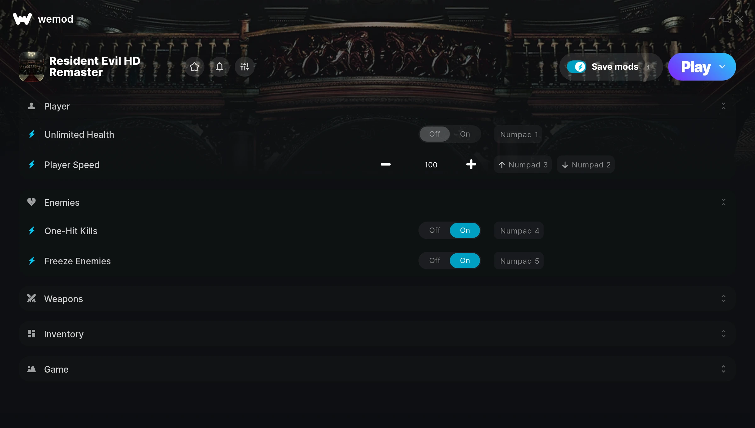 Resident Evil HD Remaster Trainer screenshot