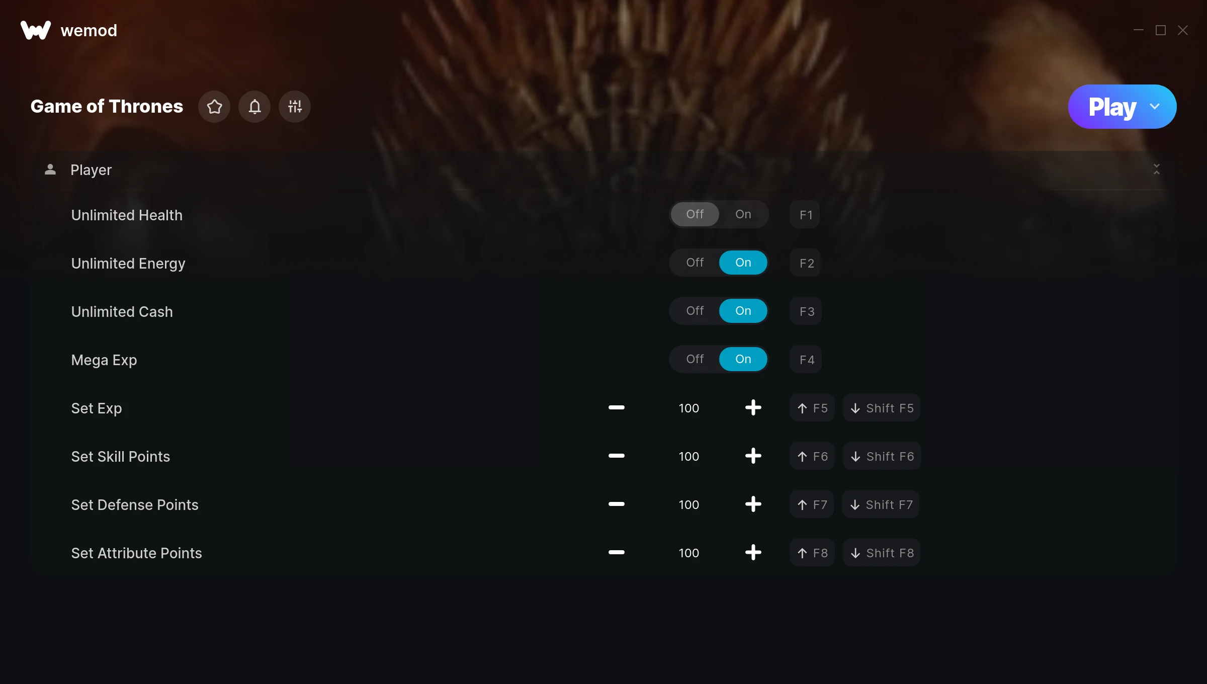 Game of Thrones Trainer screenshot