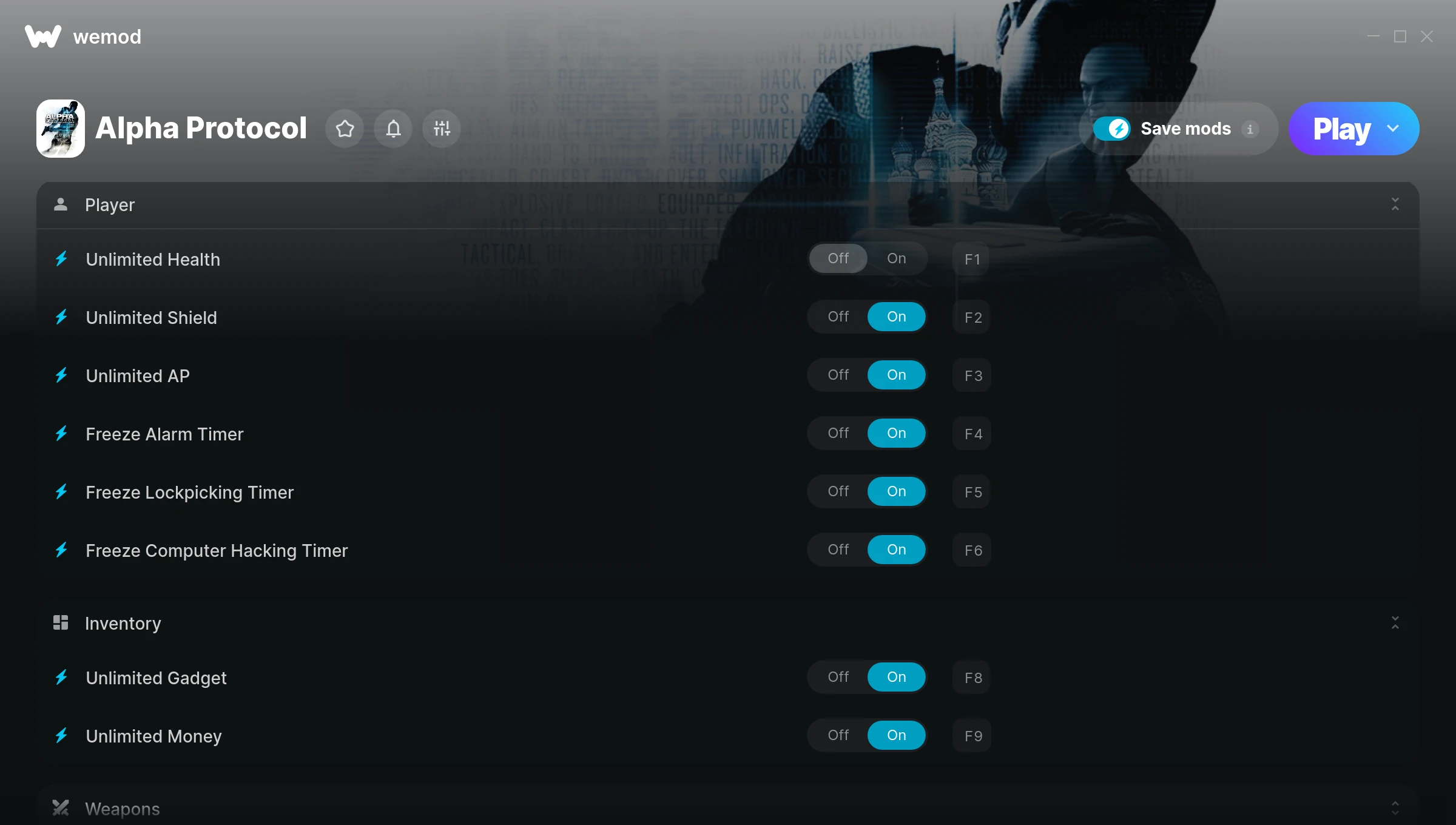 Alpha Protocol Trainer screenshot