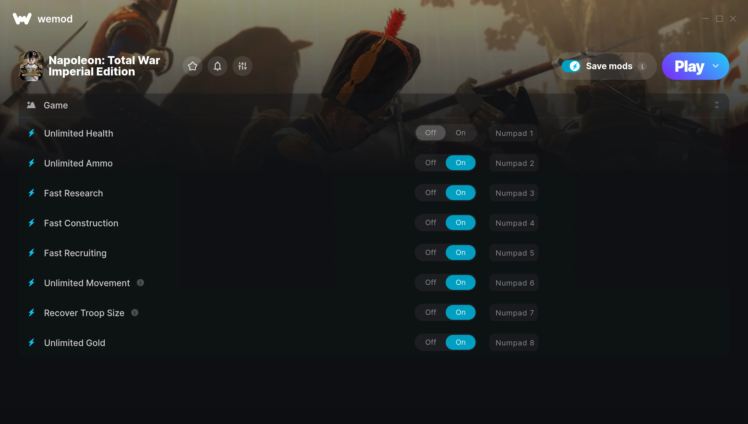 Napoleon: Total War Imperial Edition Trainer screenshot