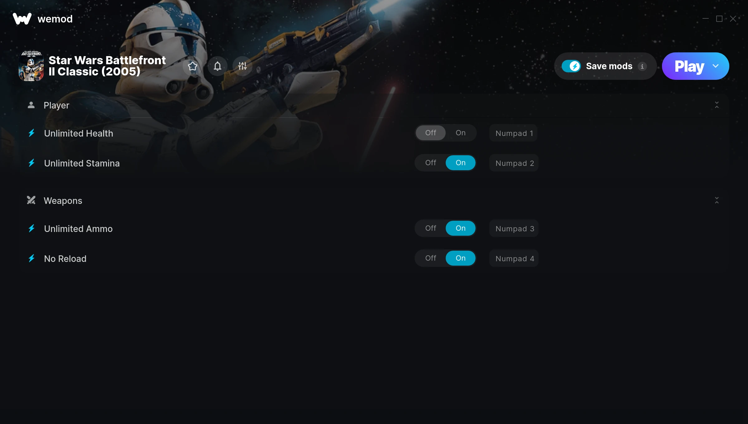 Star Wars Battlefront II Classic (2005) Trainer screenshot