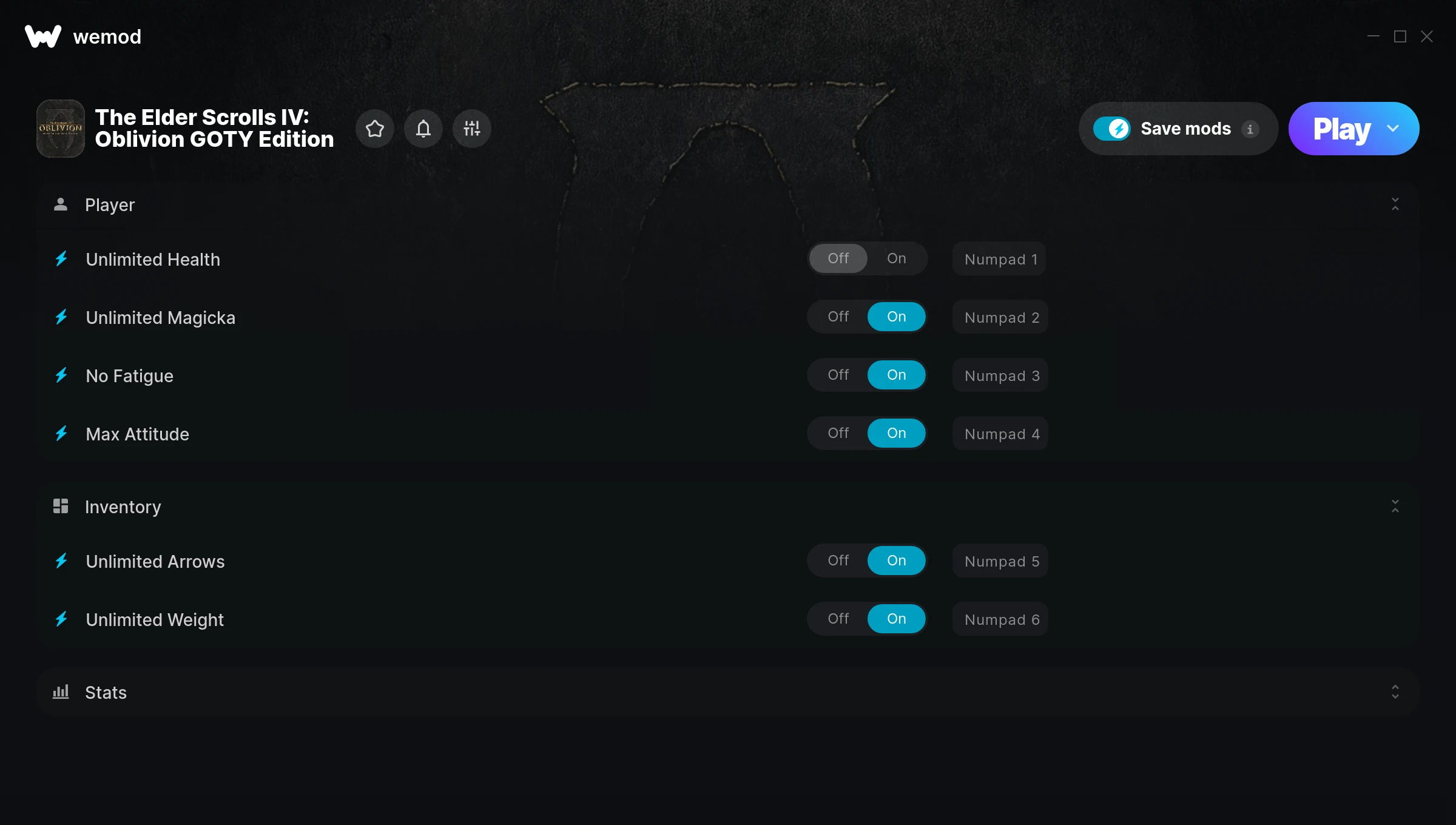 The Elder Scrolls IV: Oblivion GOTY Edition Trainer screenshot