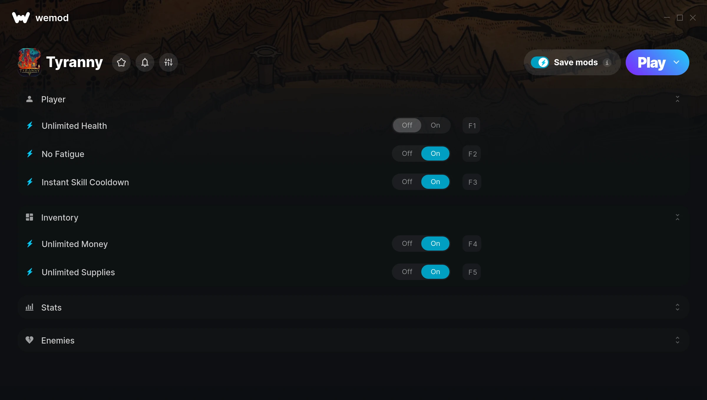 Tyranny Trainer screenshot