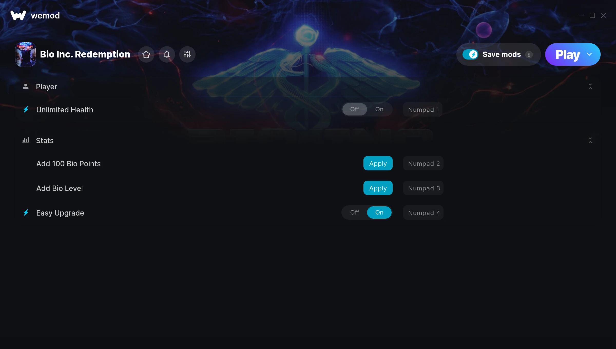 Bio Inc. Redemption Trainer screenshot