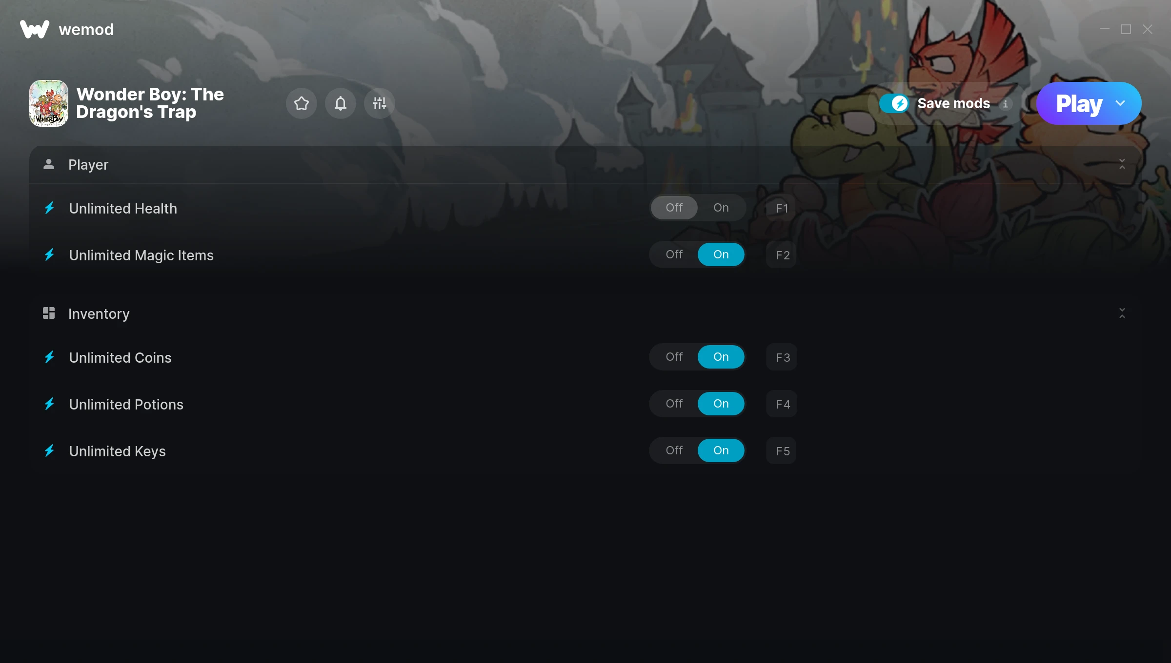 Wonder Boy: The Dragon's Trap Trainer screenshot