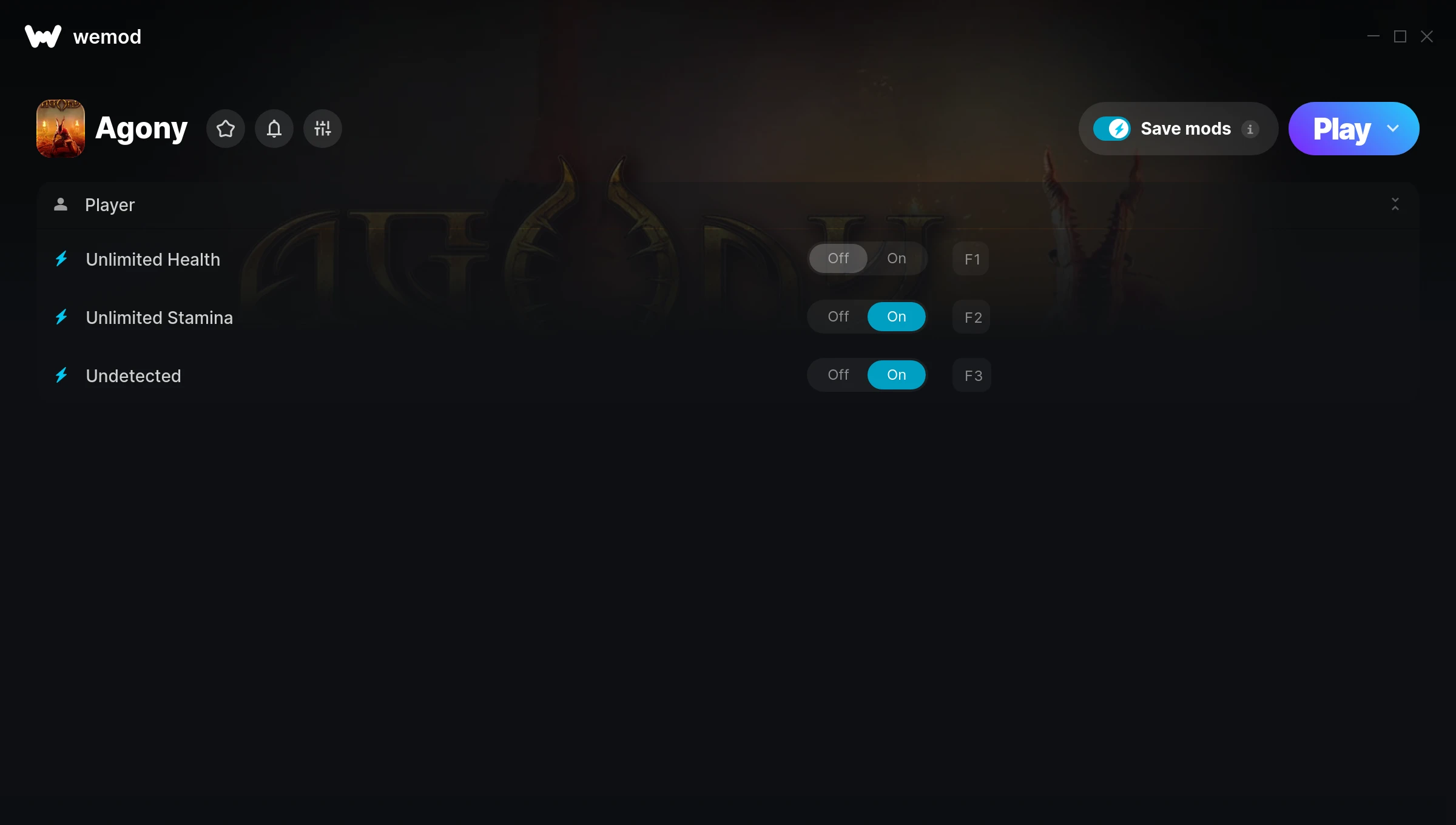 Agony Trainer screenshot