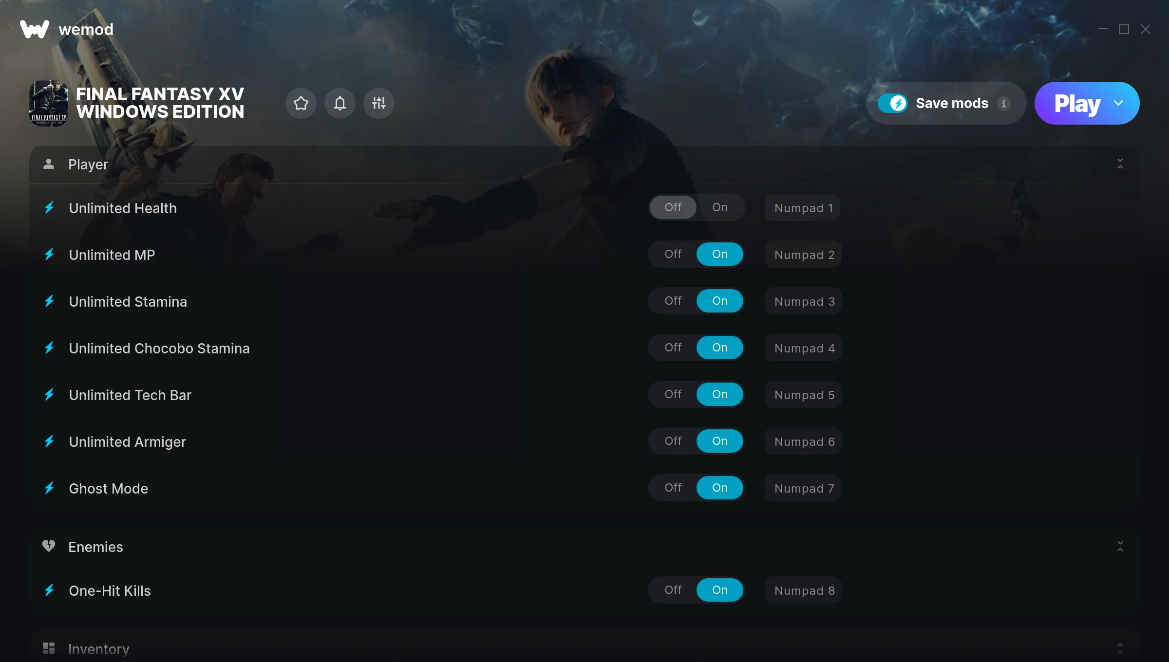 FINAL FANTASY XV WINDOWS EDITION Trainer screenshot