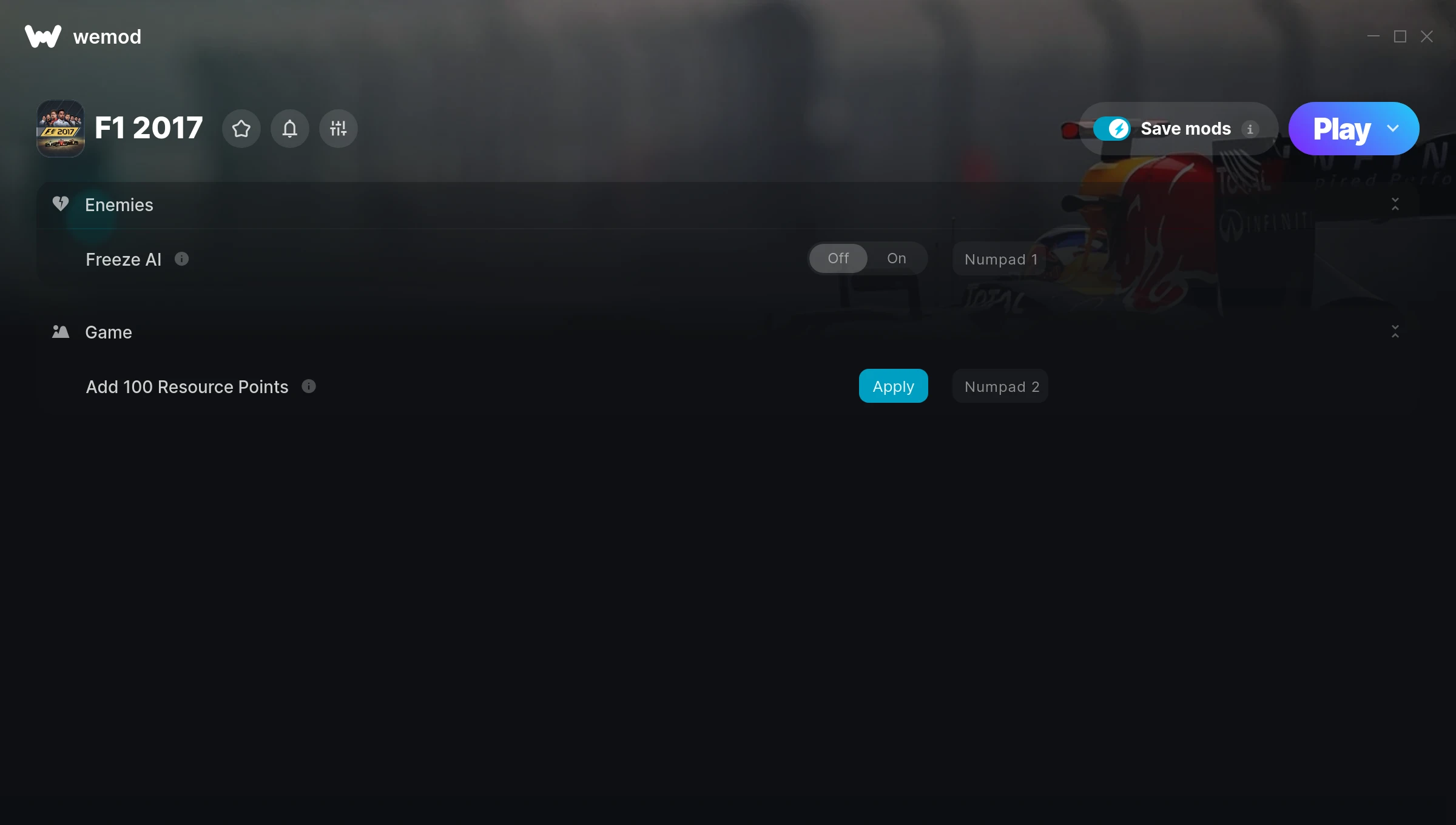 F1 2017 Trainer screenshot