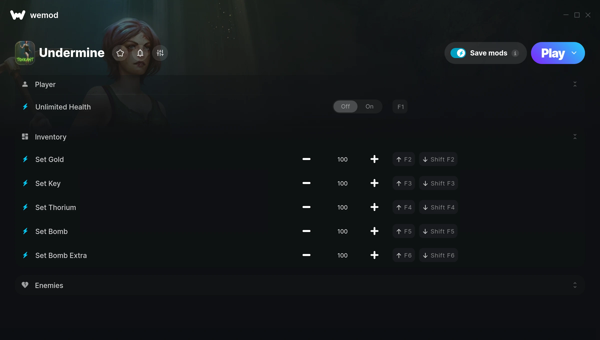 Undermine Trainer screenshot