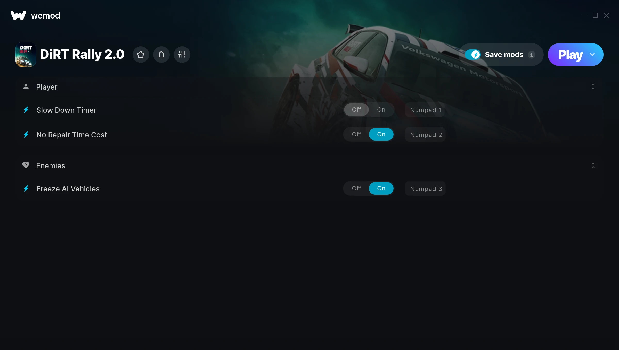 DiRT Rally 2.0 Trainer screenshot