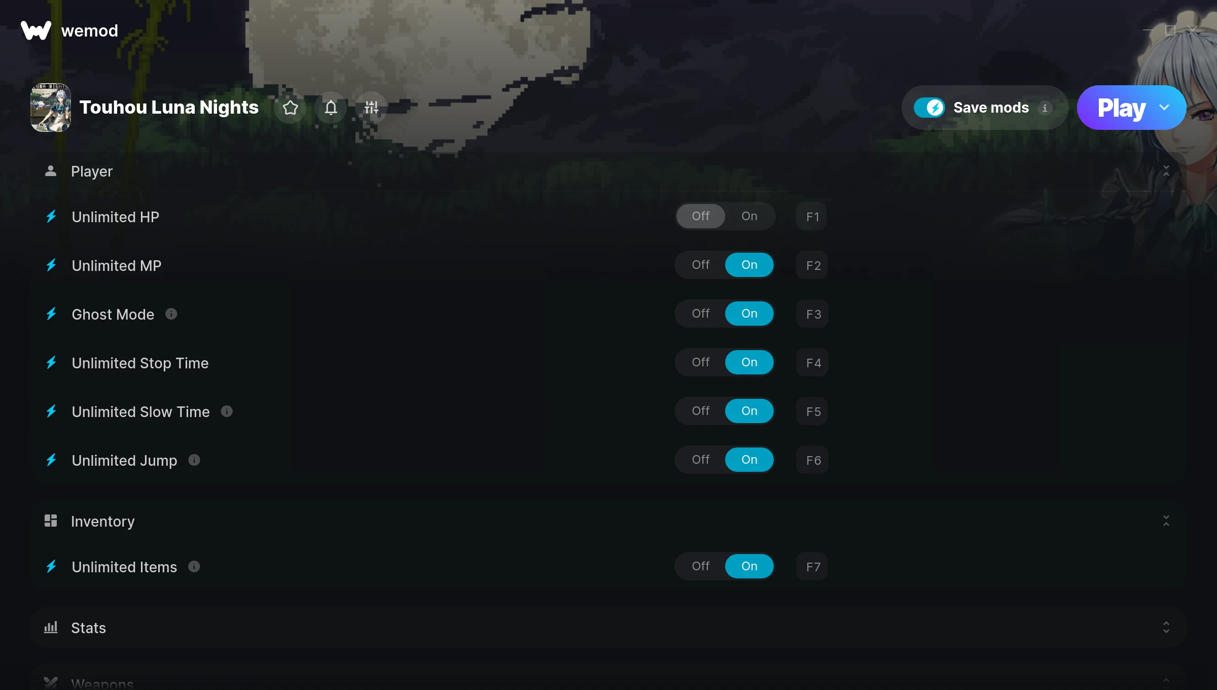 Touhou Luna Nights Trainer screenshot