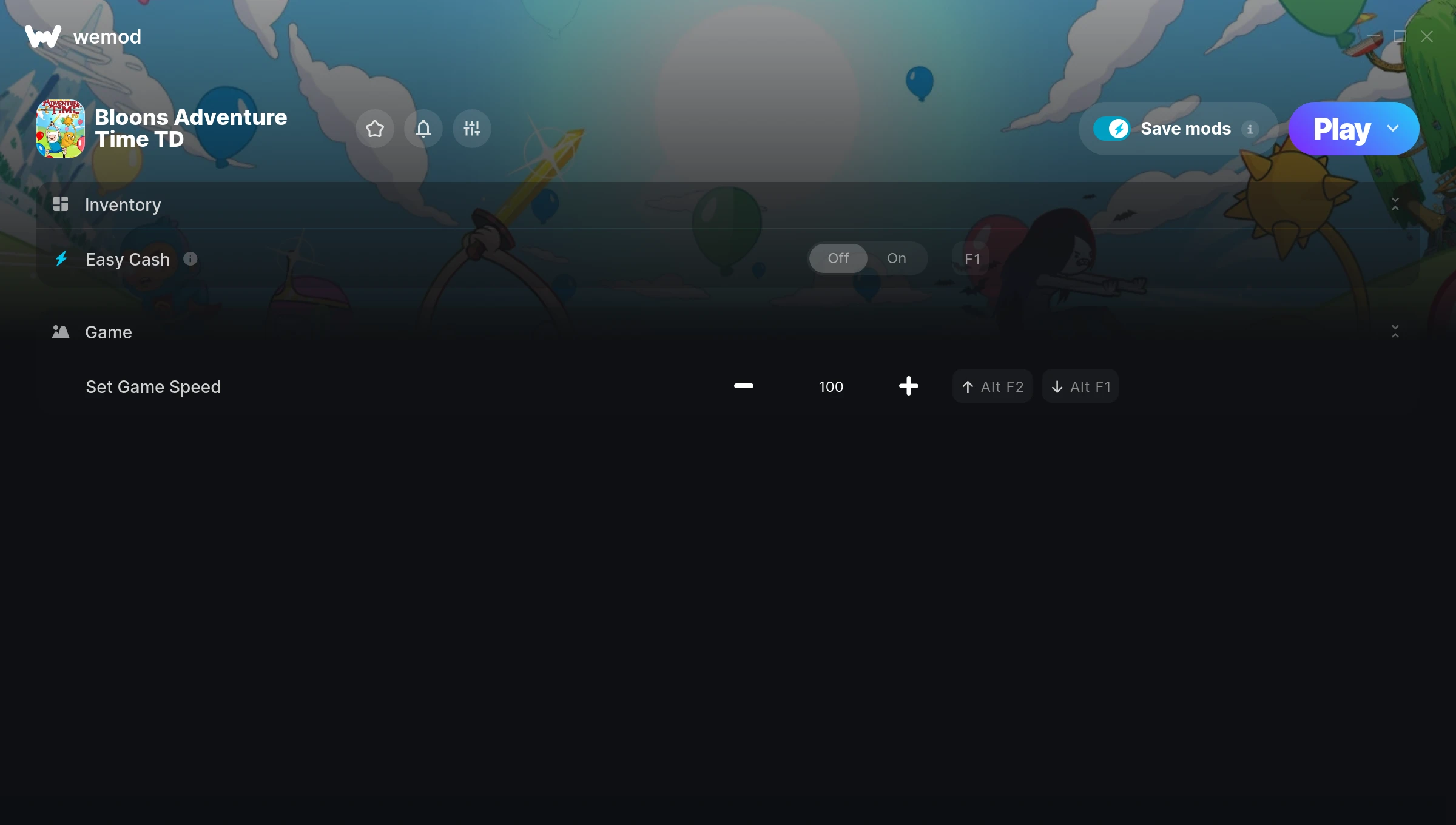 Bloons Adventure Time TD Trainer screenshot