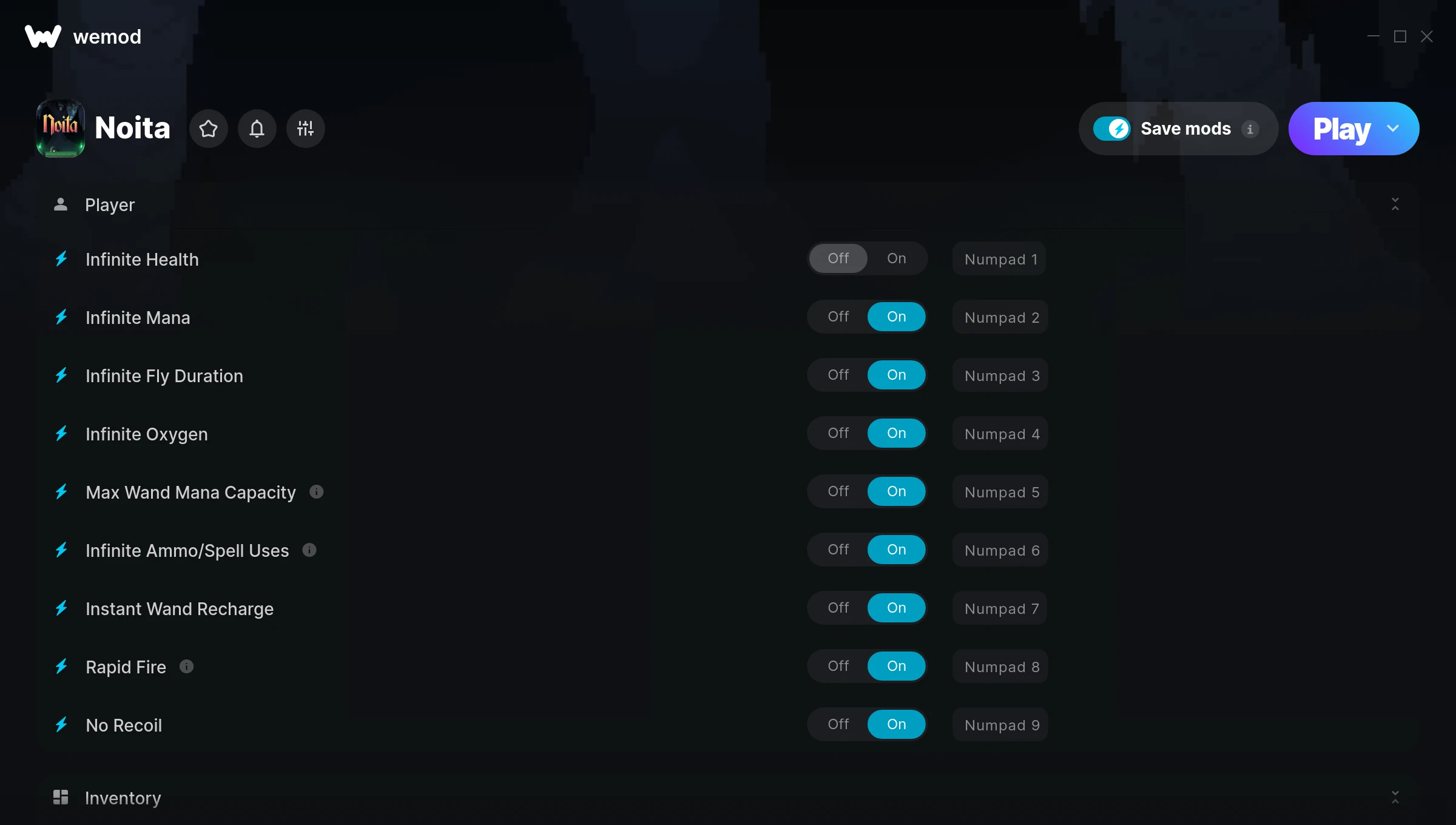 Noita Trainer screenshot