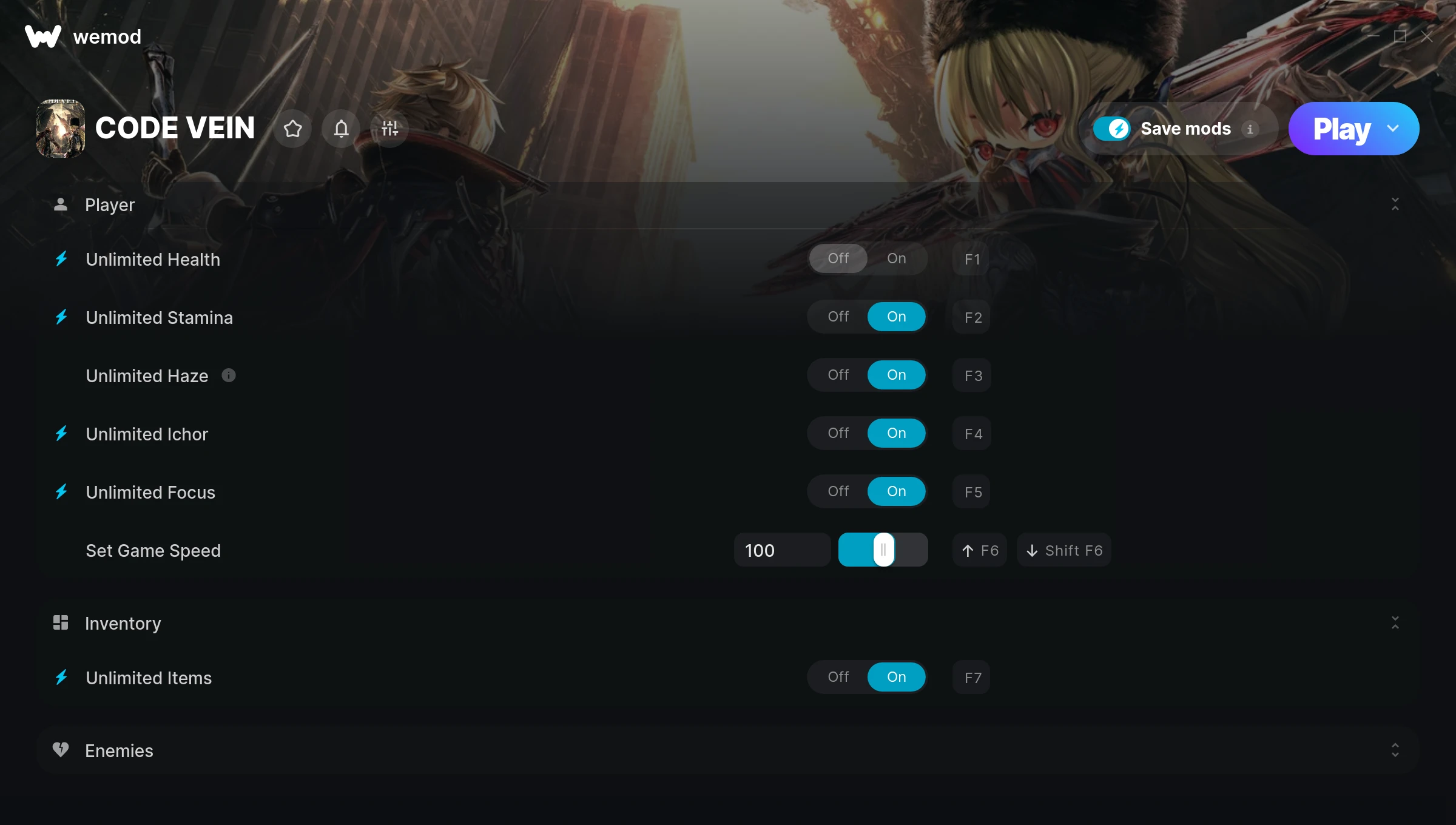 Code Vein Trainer screenshot