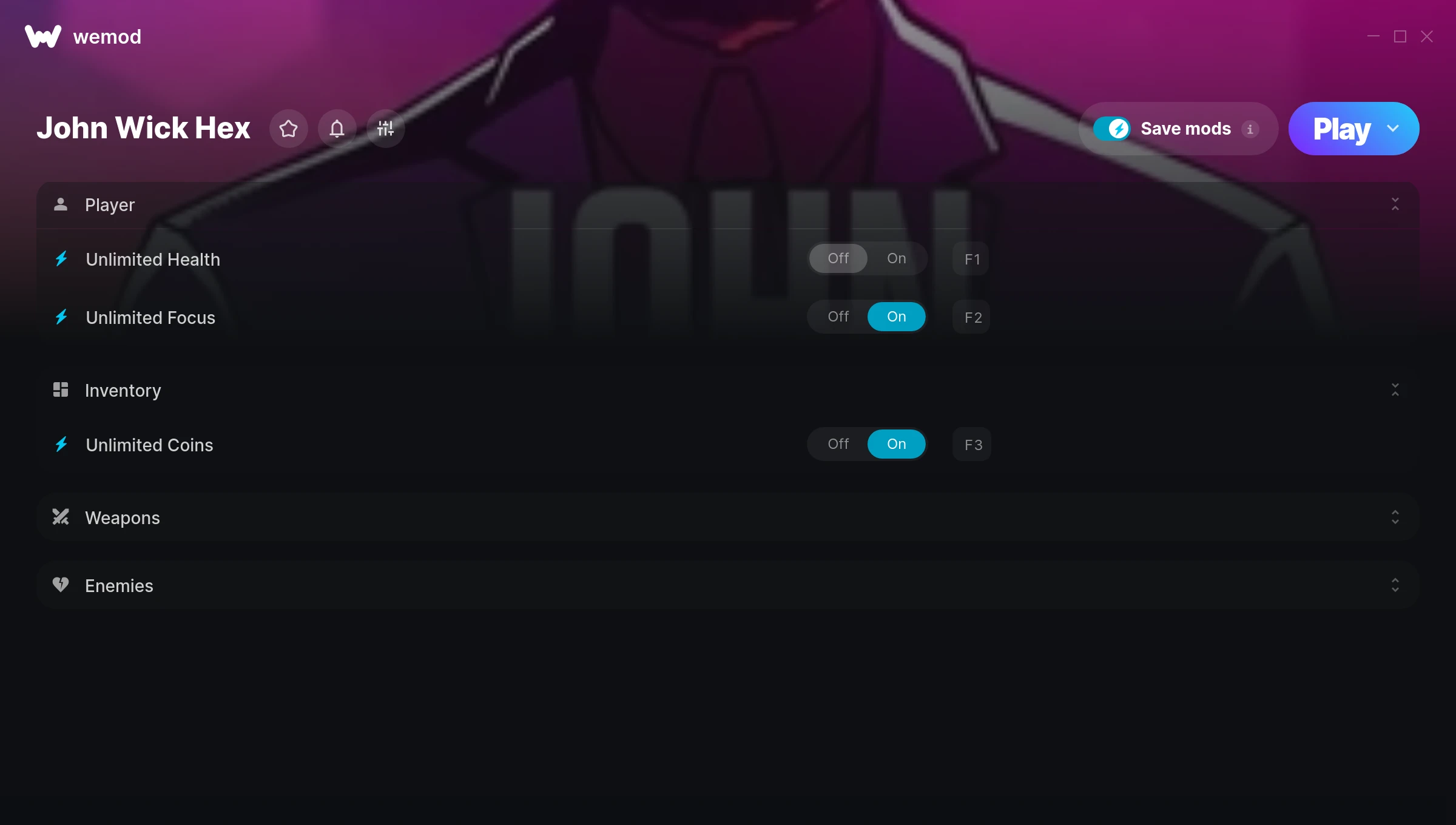 John Wick Hex Trainer screenshot