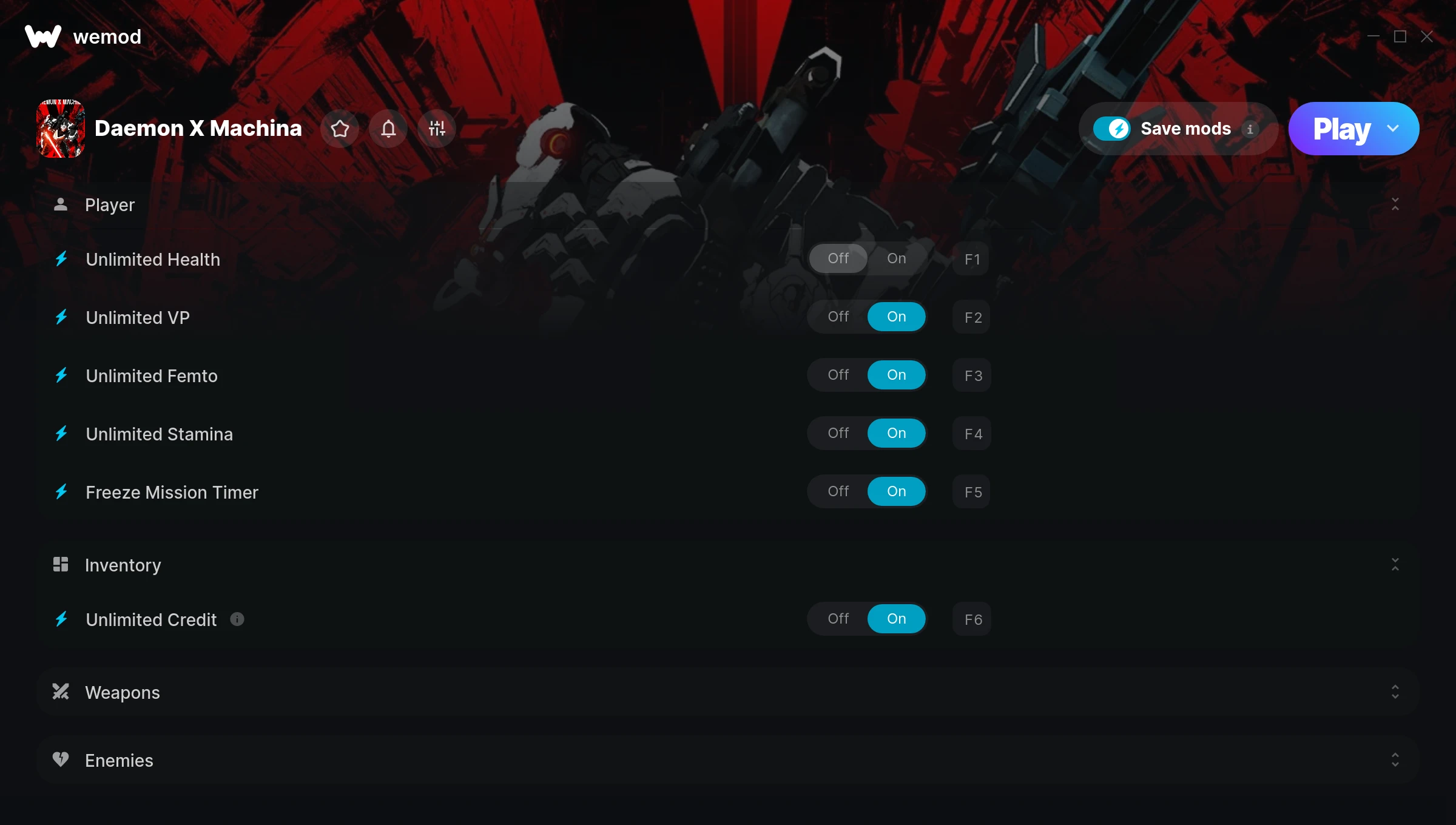 Daemon X Machina Trainer screenshot