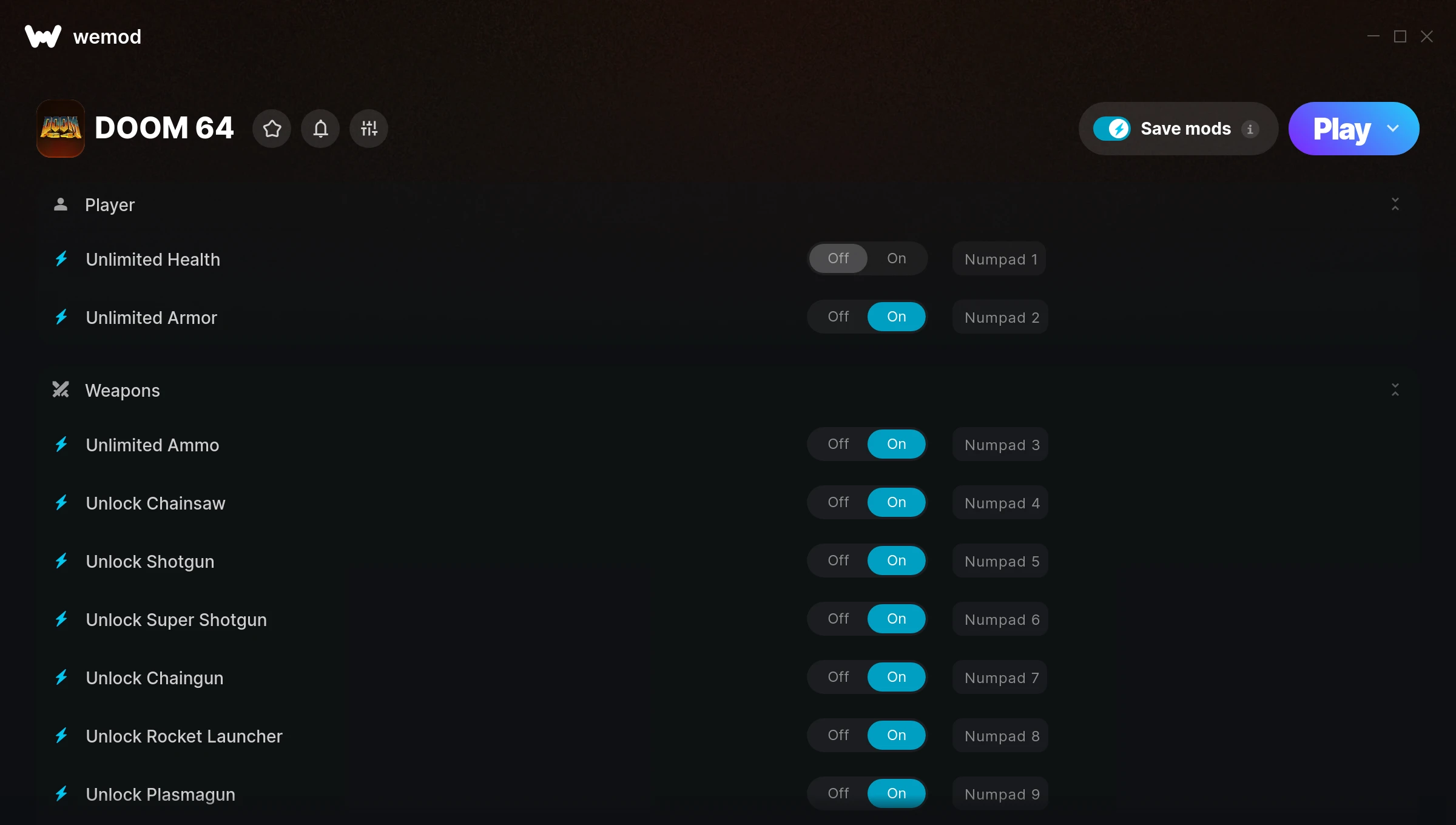 DOOM 64 Trainer screenshot