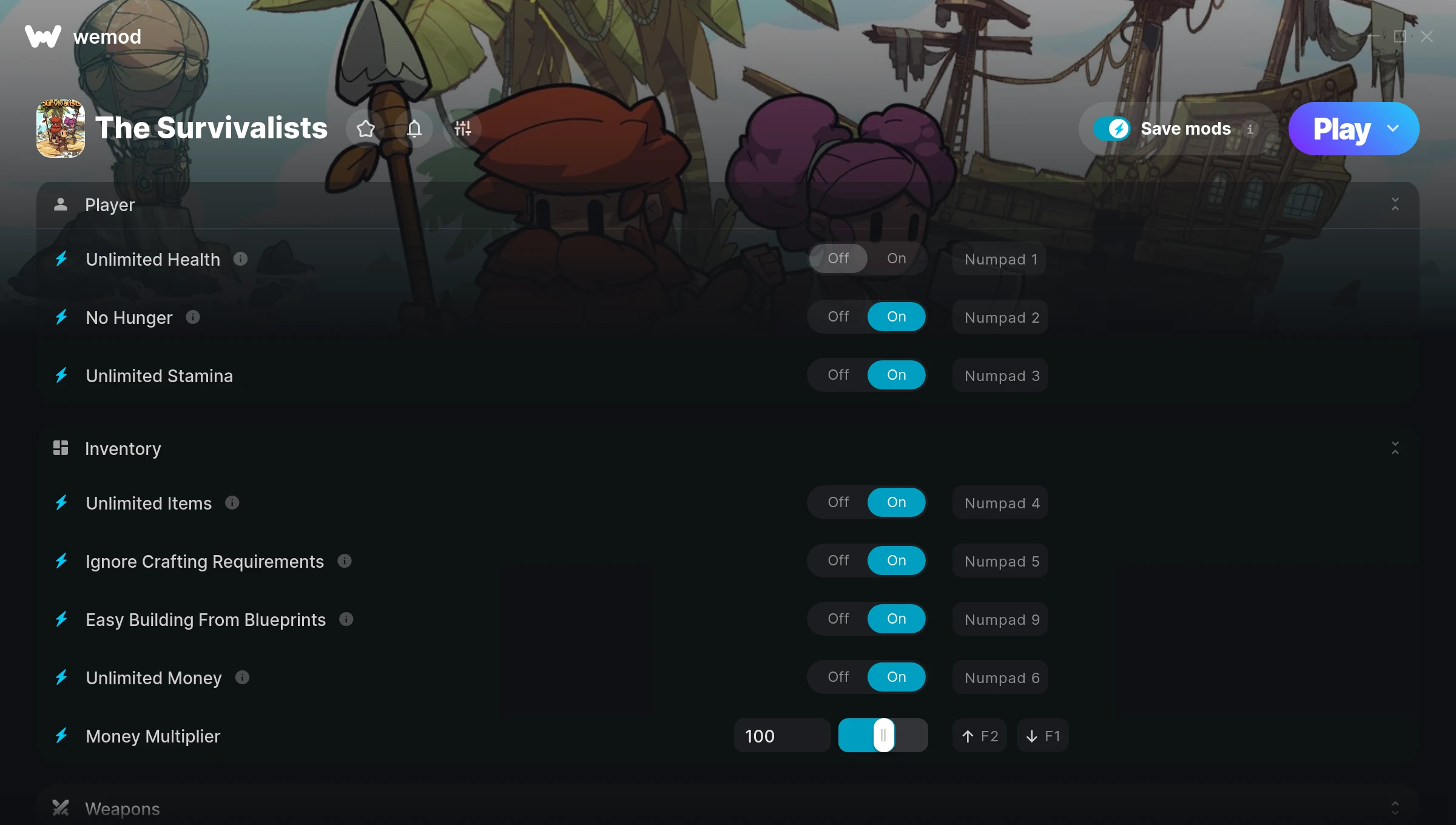 The Survivalists Trainer screenshot