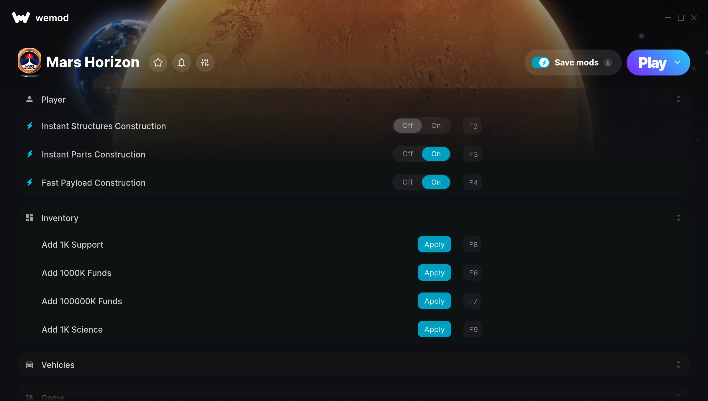 Mars Horizon Trainer screenshot