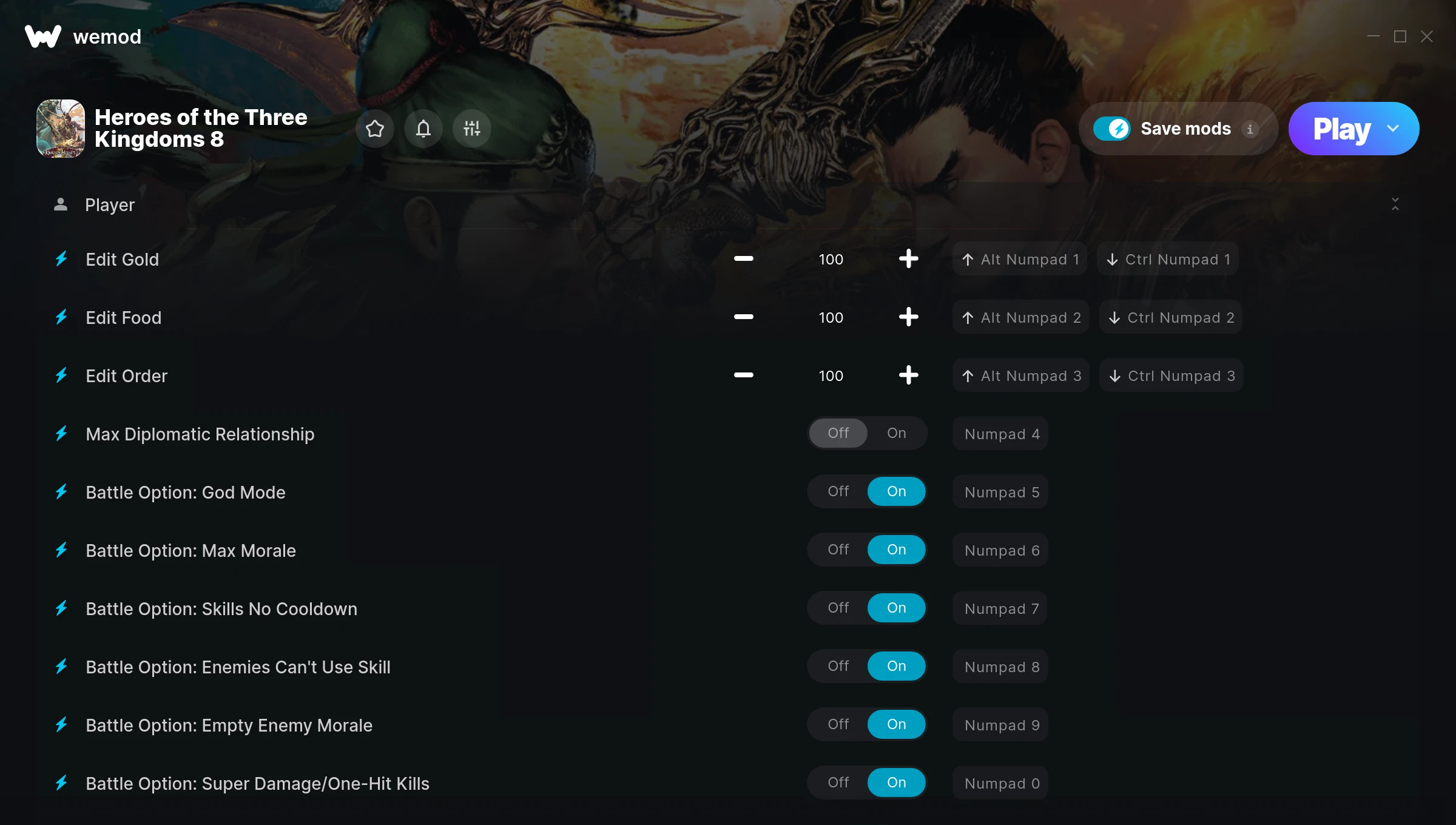 Heroes of the Three Kingdoms 8 Trainer screenshot