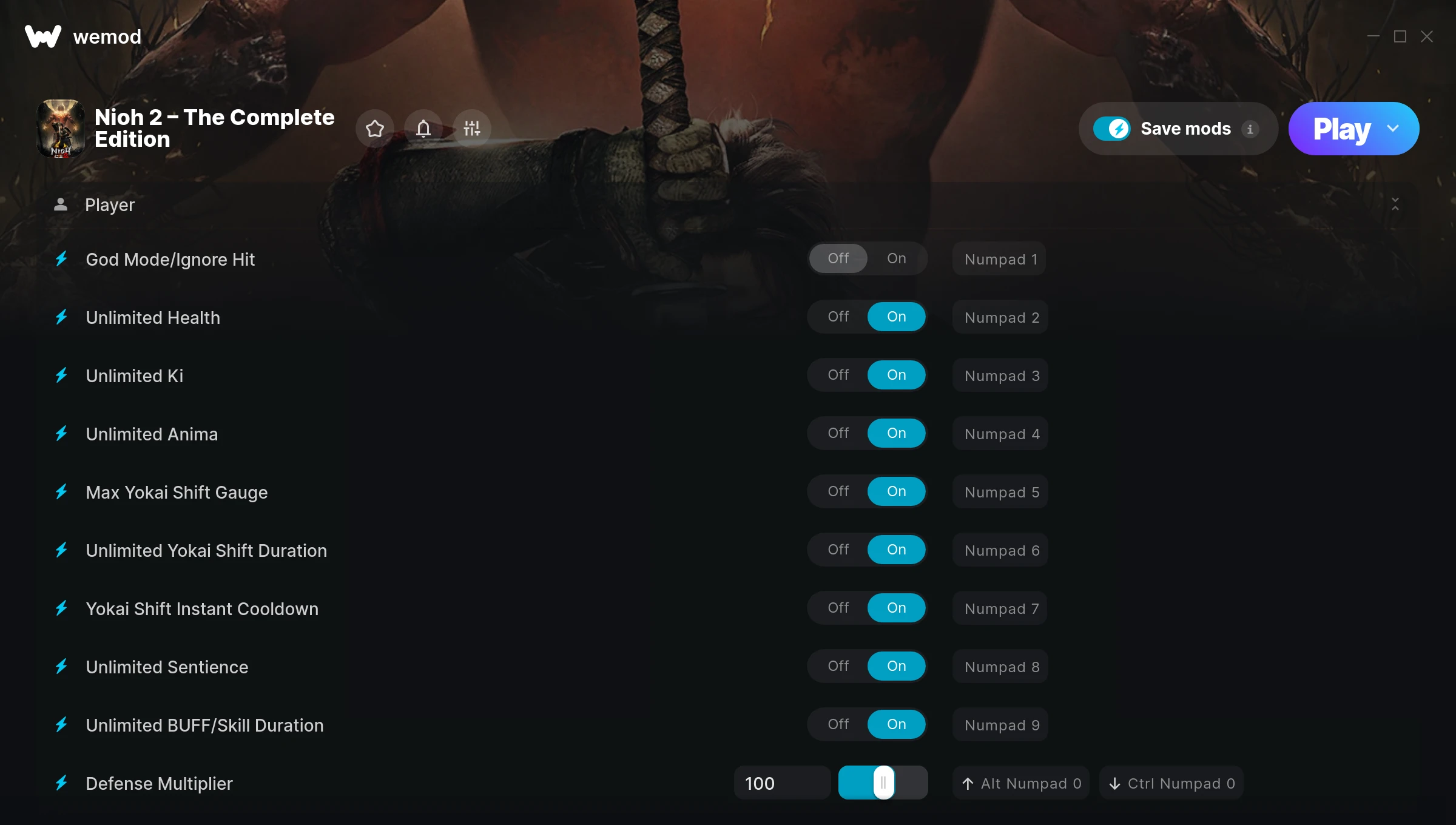 Nioh 2 the Complete Edition Trainer screenshot
