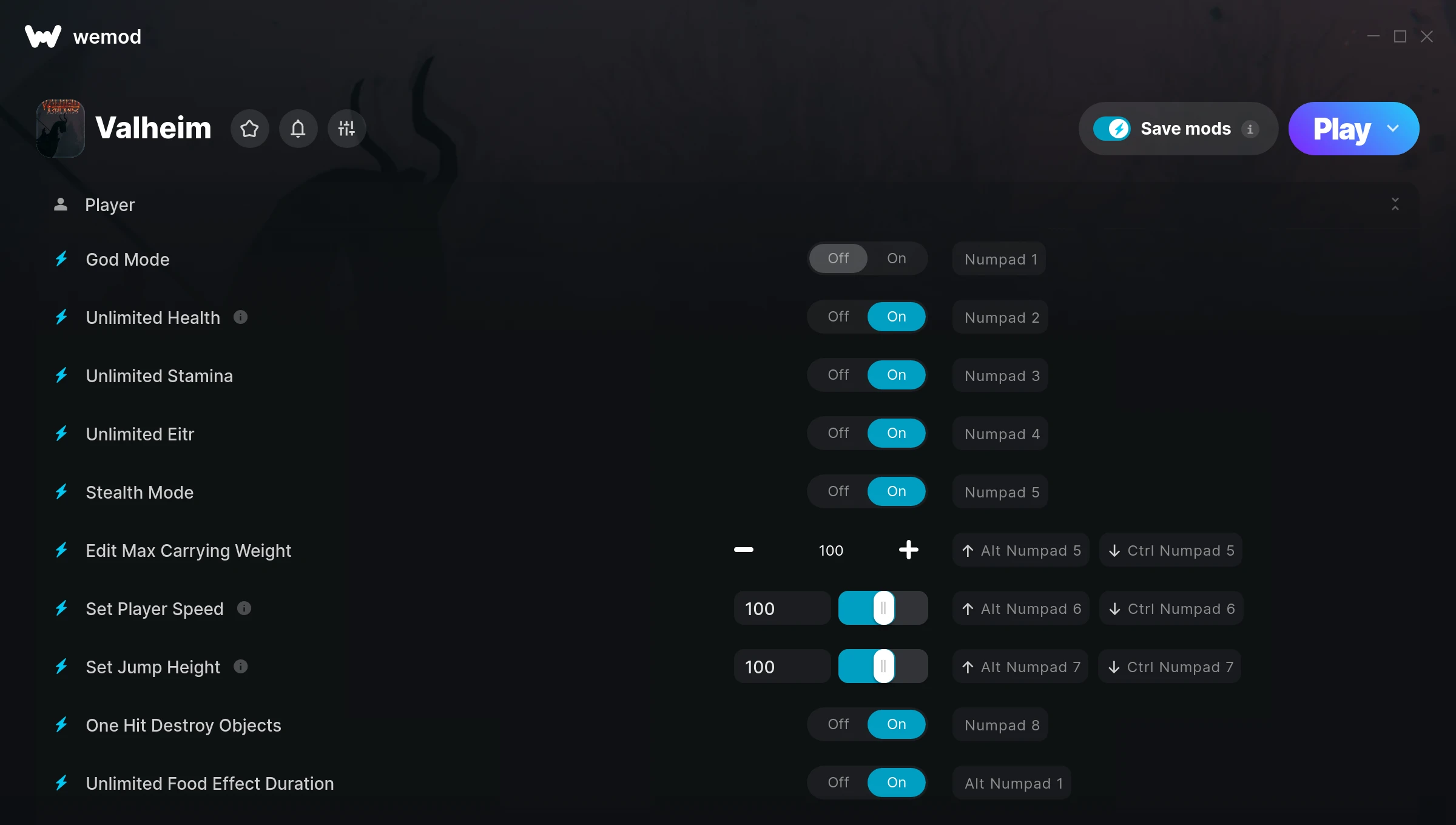 Valheim Trainer screenshot