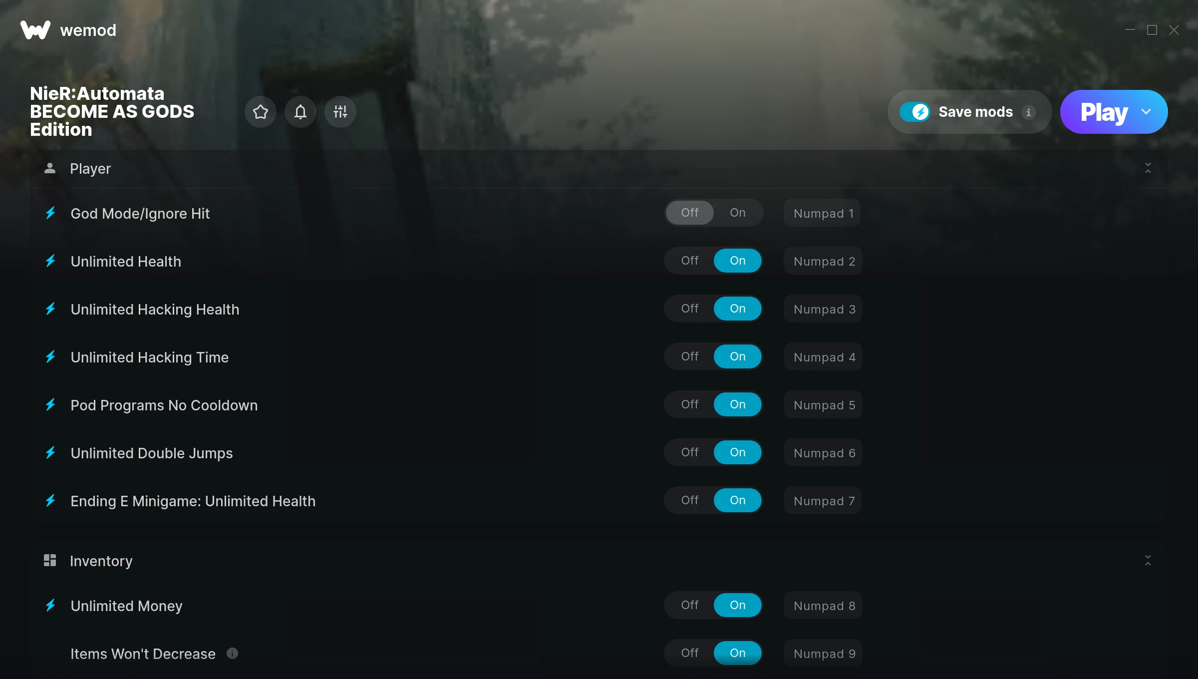 NieR:Automata BECOME AS GODS Edition Trainer screenshot