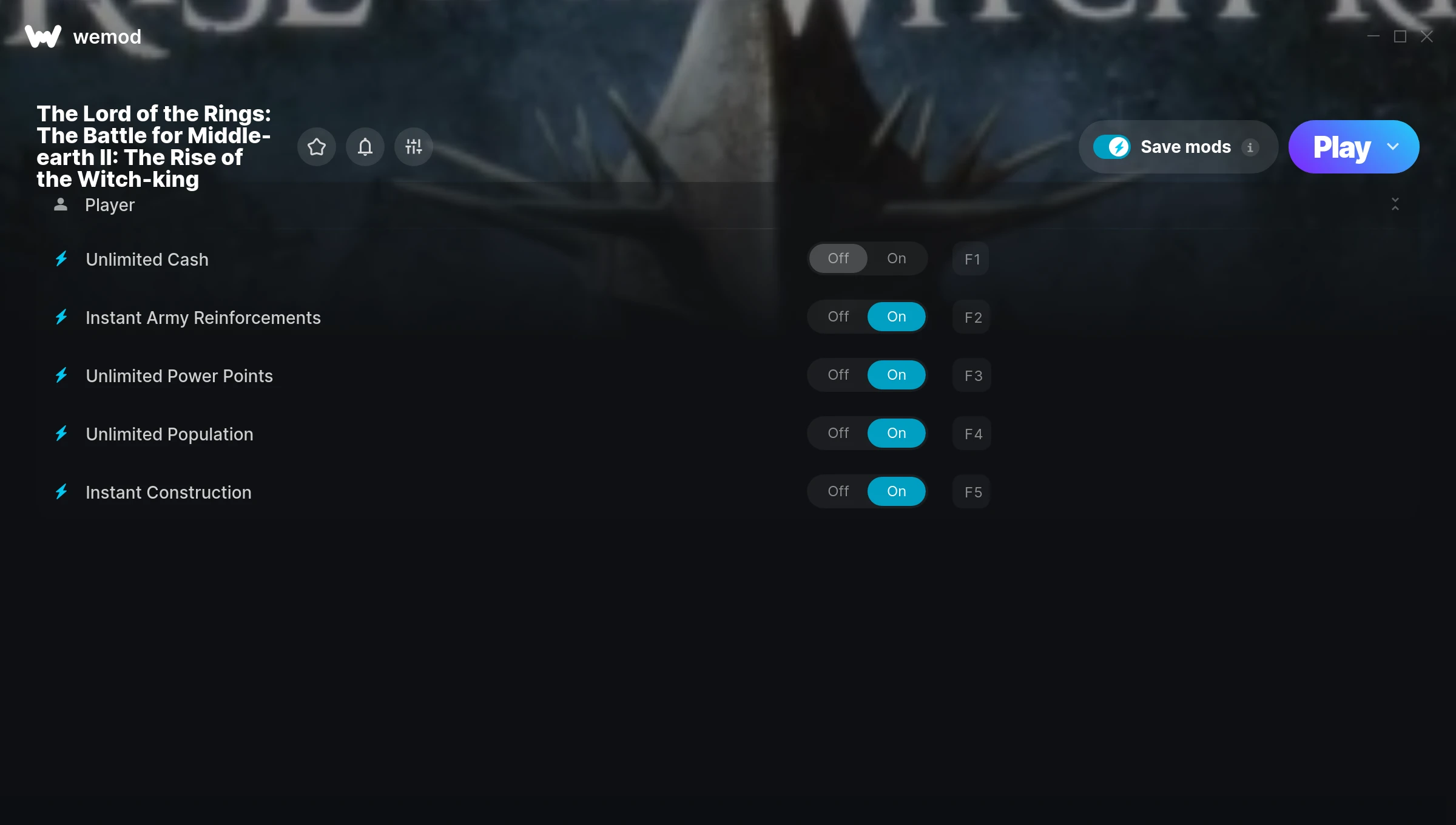 The Lord of the Rings: The Battle for Middle-earth II: The Rise of the Witch-king Trainer screenshot