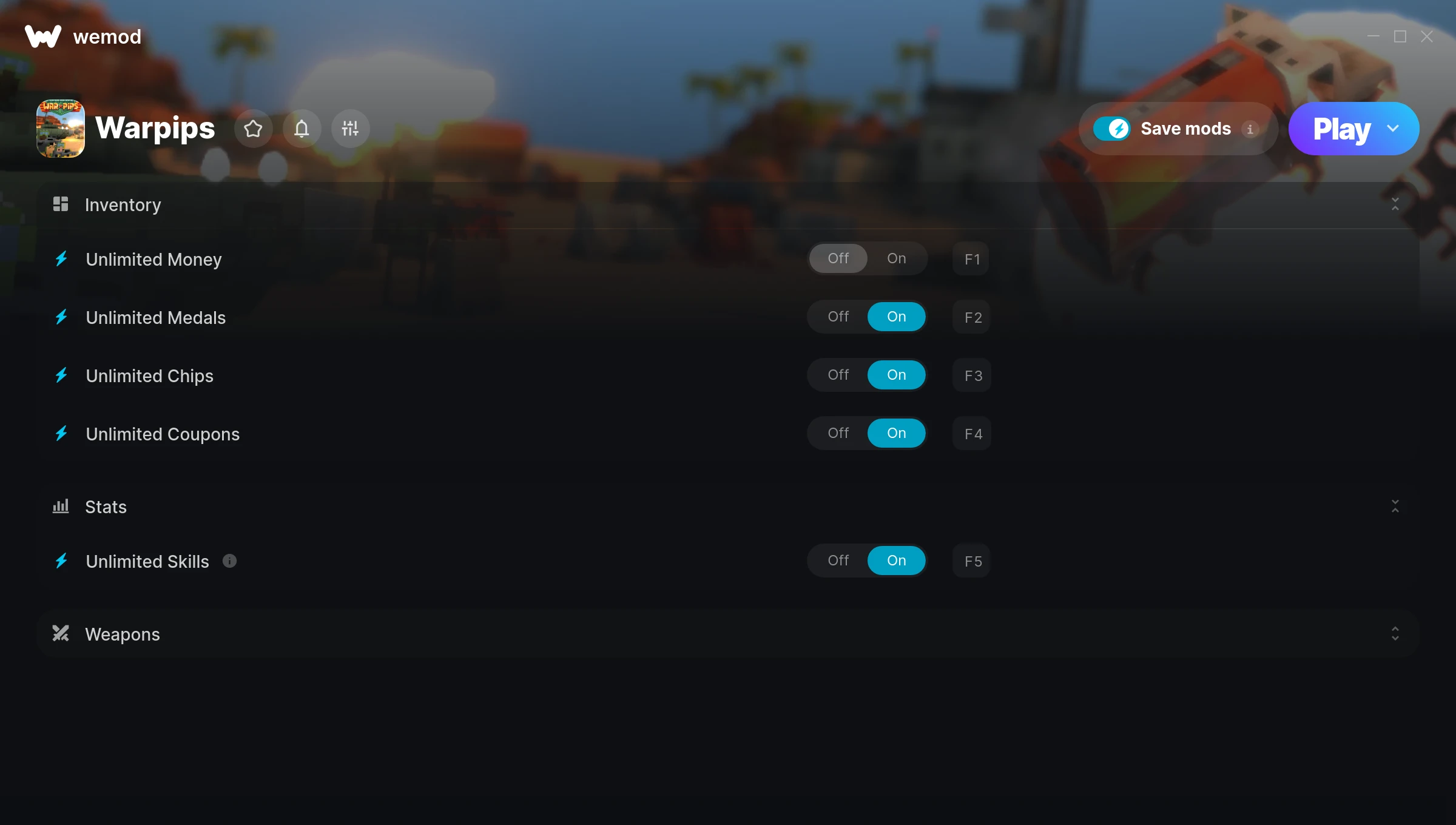 Warpips Trainer screenshot