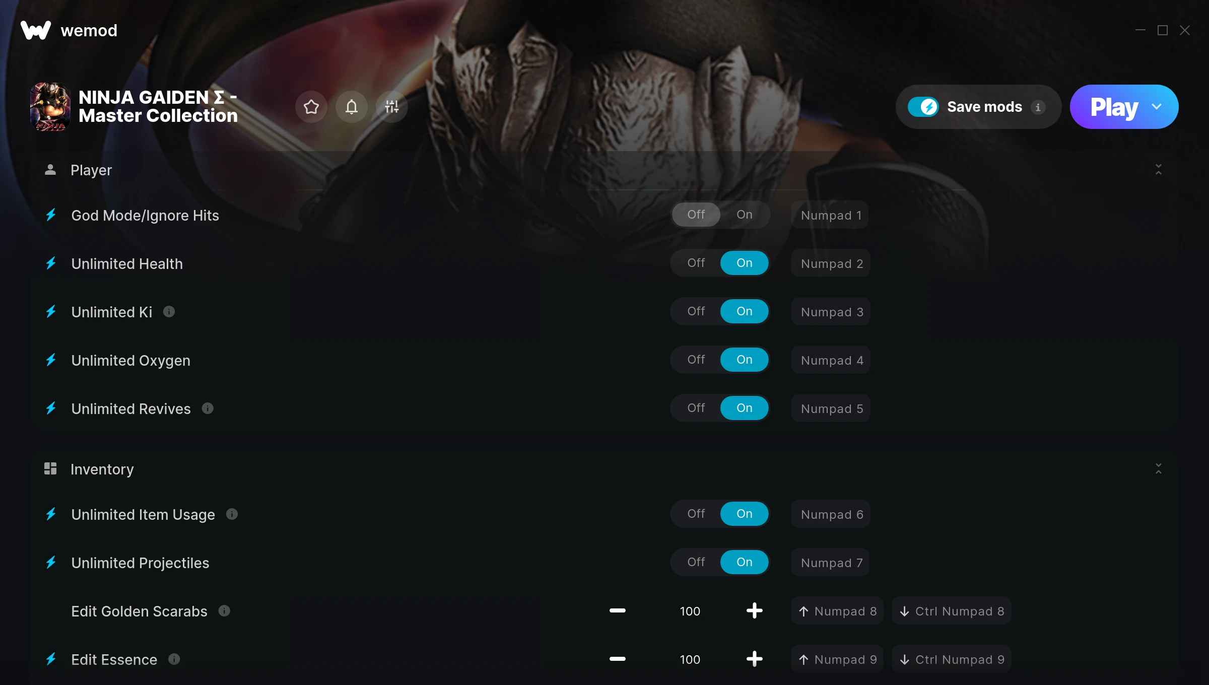 Ninja Gaiden Master Collection Ninja Gaiden Sigma Trainer screenshot