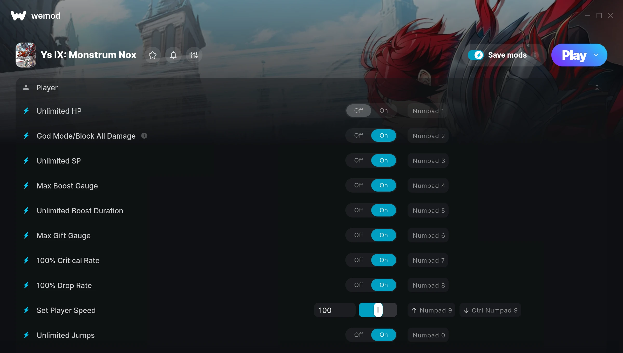 Ys IX Monstrum Nox Trainer screenshot
