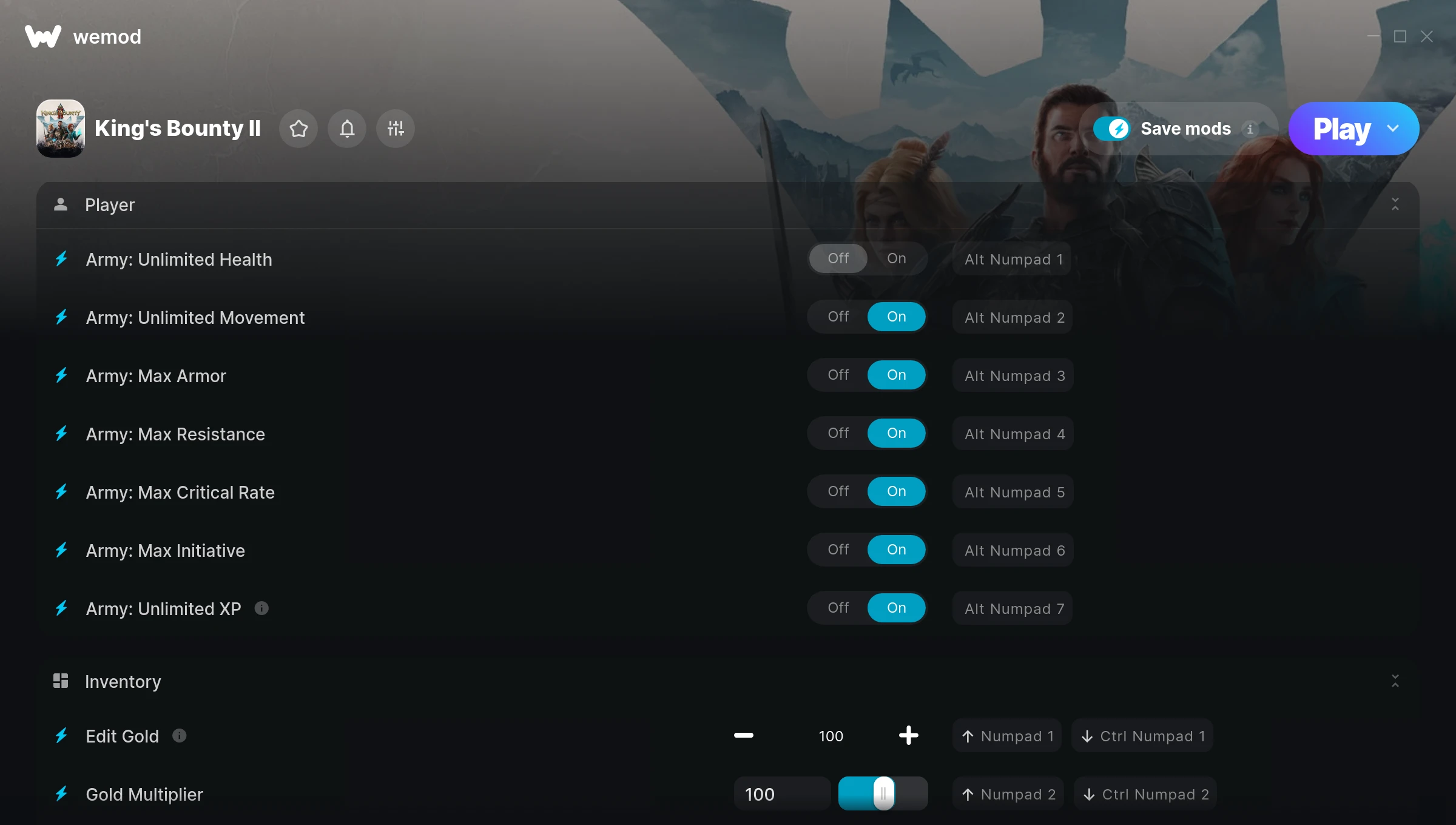 Kings Bounty II Trainer screenshot