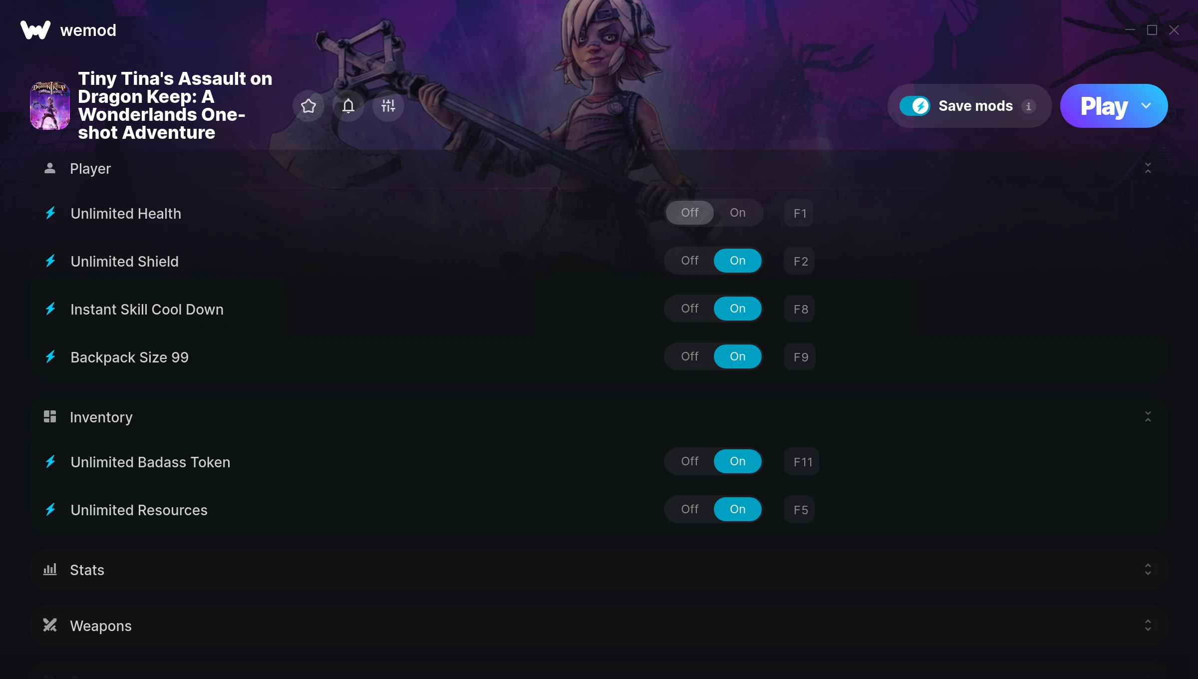 Tiny Tina's Assault on Dragon Keep: A Wonderlands One-shot Adventure Trainer screenshot