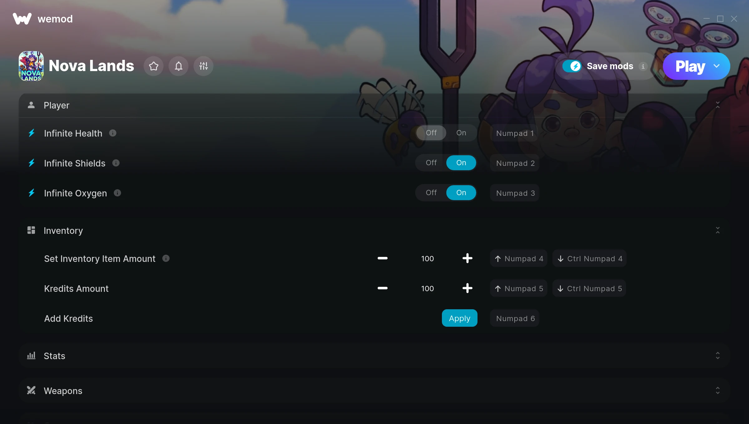 Nova Lands Trainer screenshot