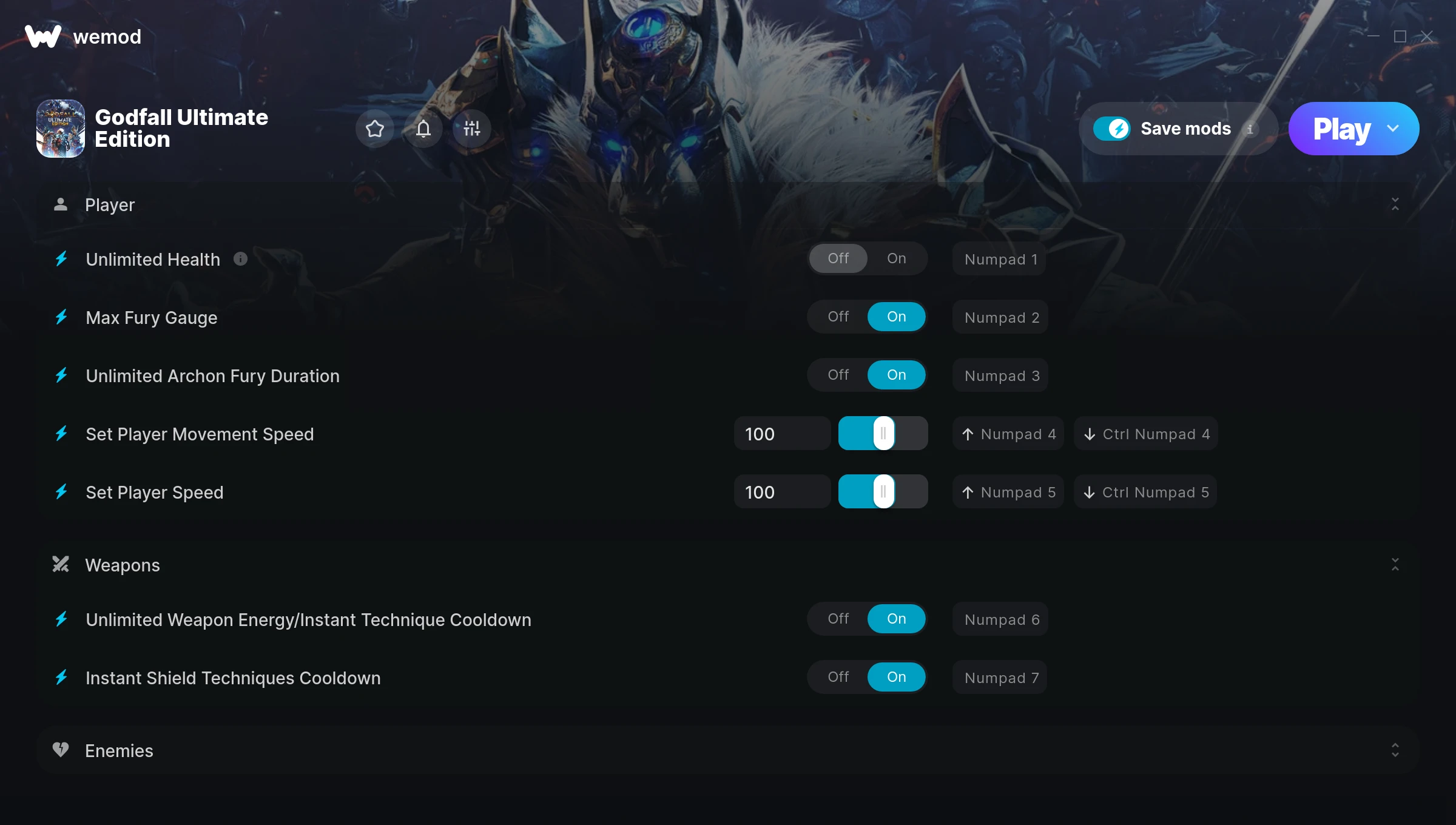 Godfall Ultimate Edition Trainer screenshot