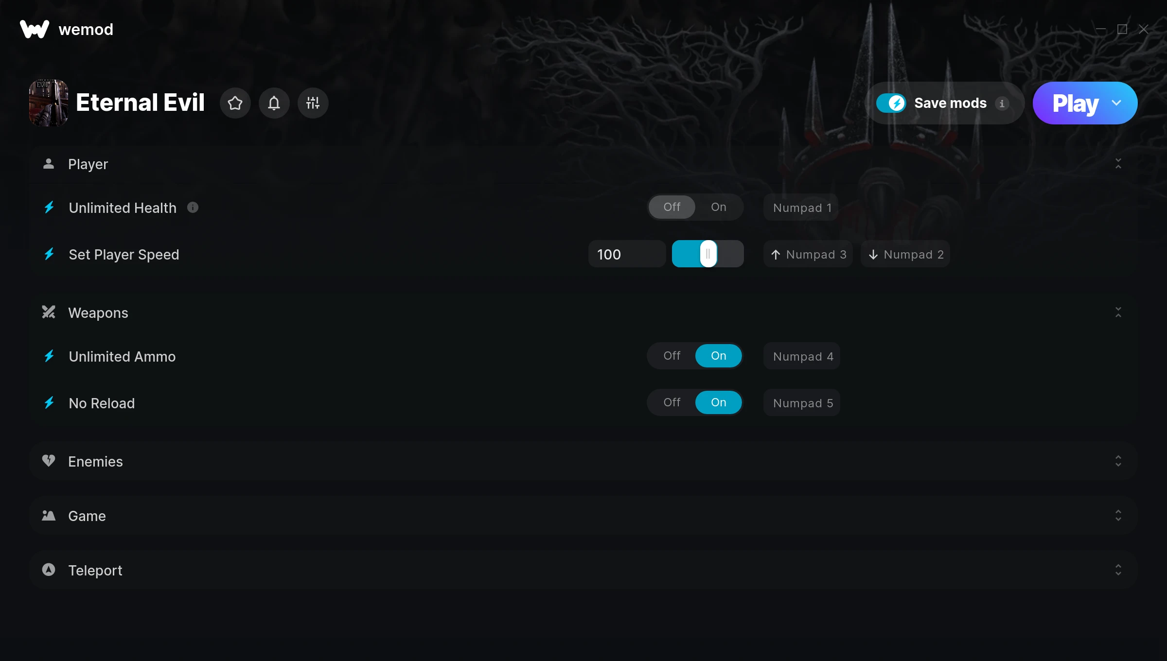 Eternal Evil Trainer screenshot