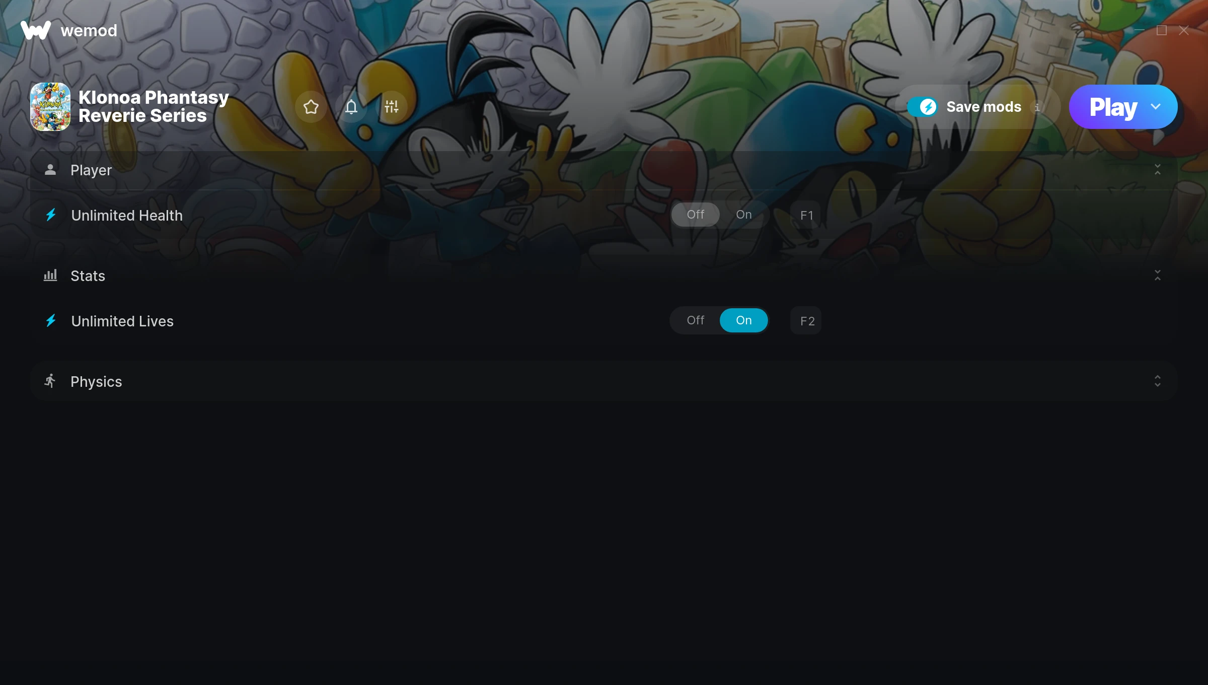 Klonoa Phantasy Reverie Series Trainer screenshot