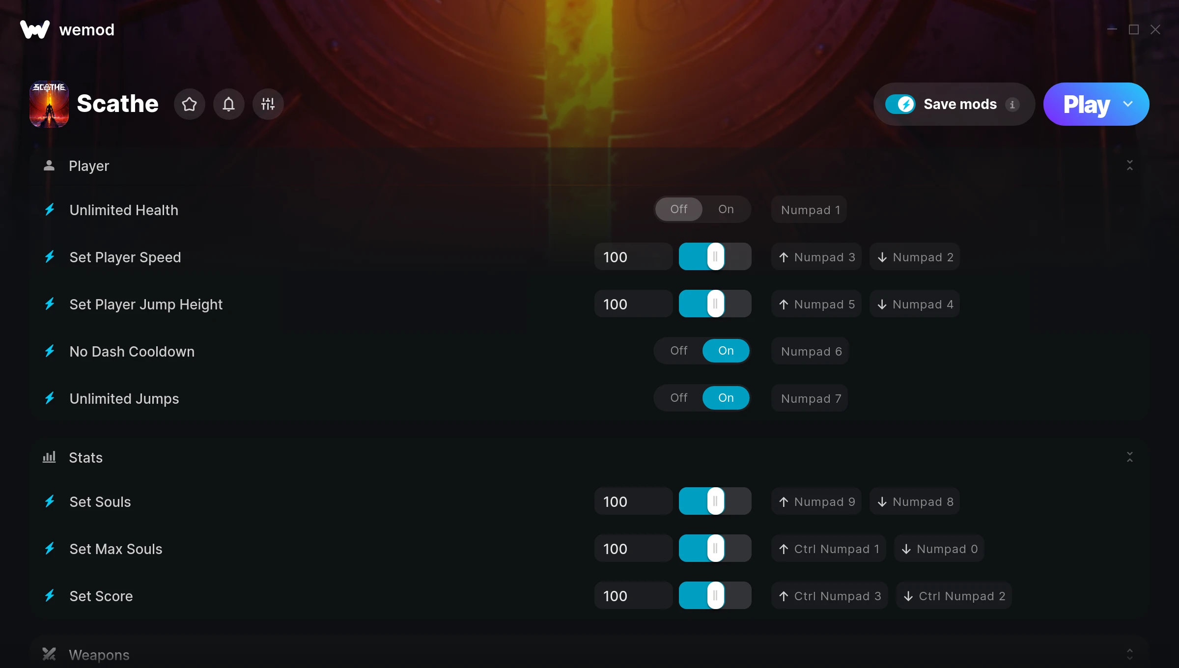 Scathe Trainer screenshot